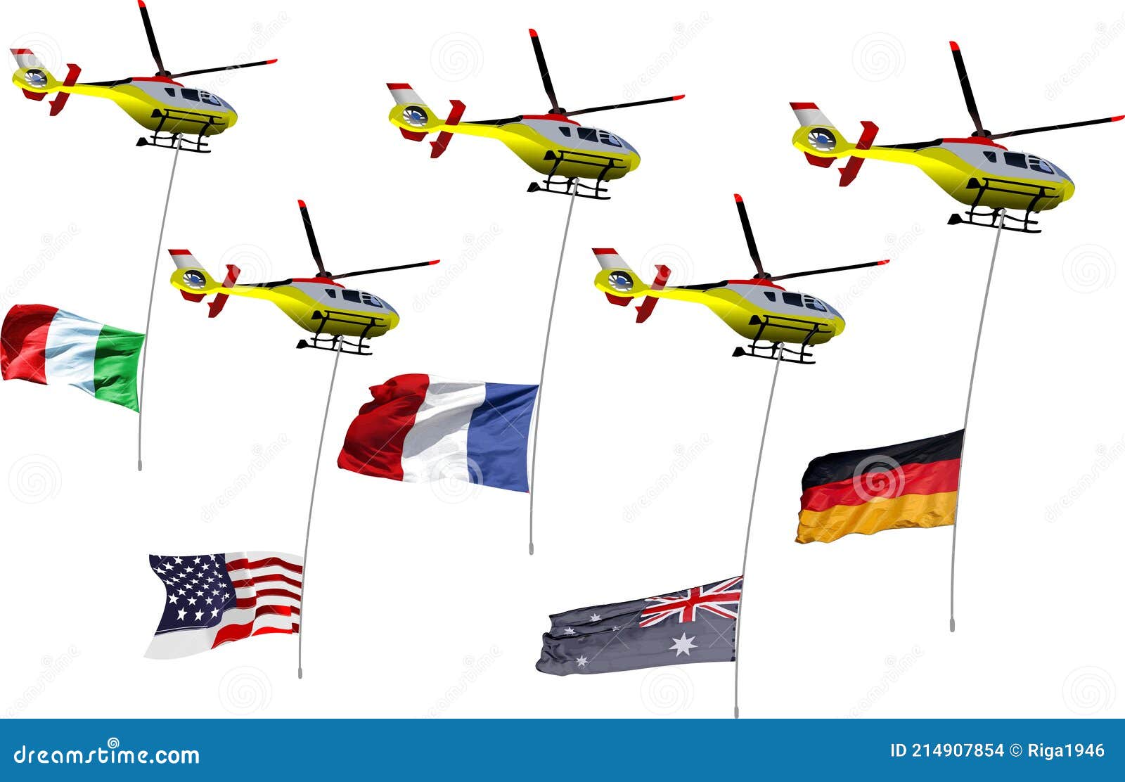 Set of Helicopter with Flag Stock Vector Illustration of helicopter