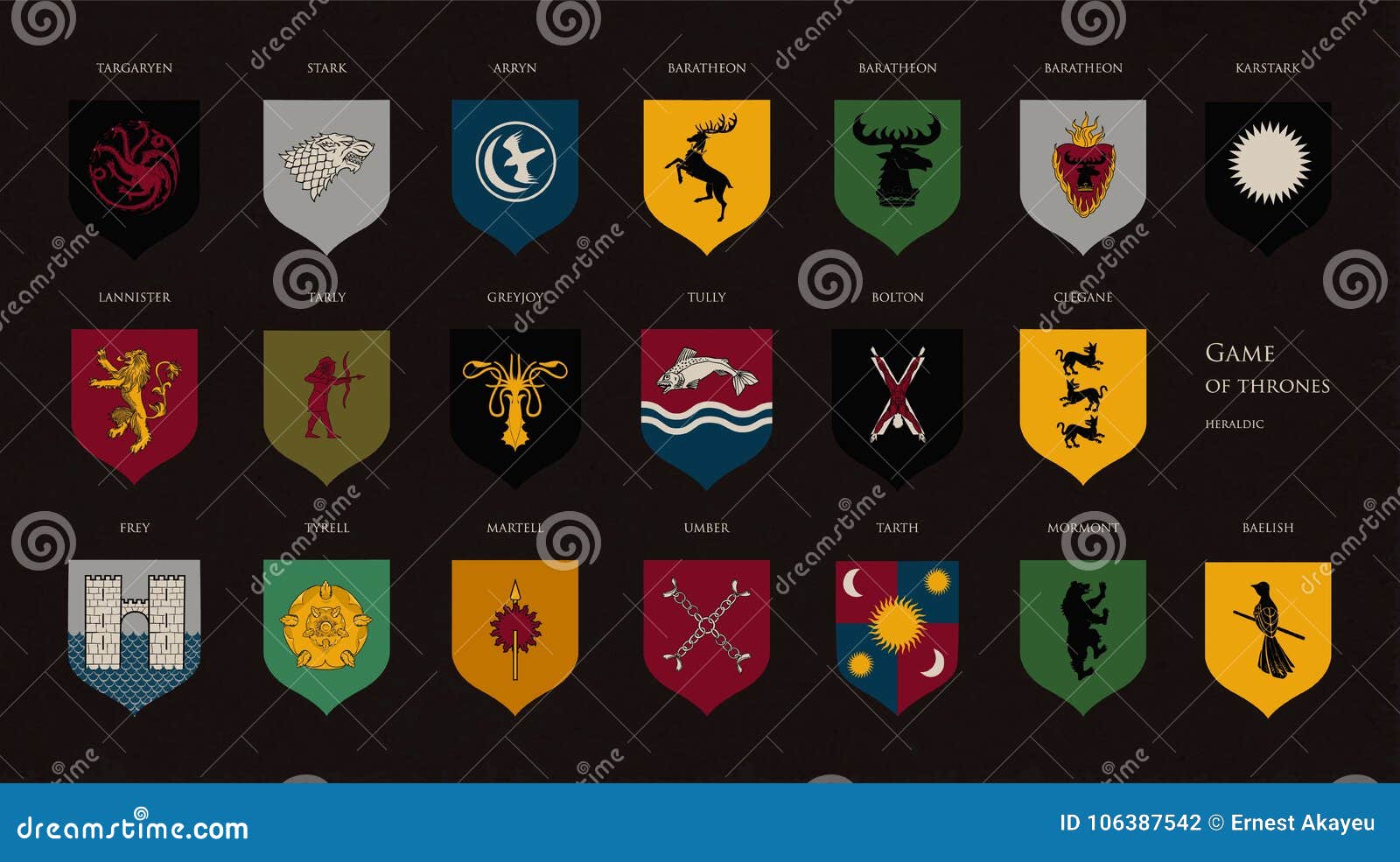 game of thrones house crests