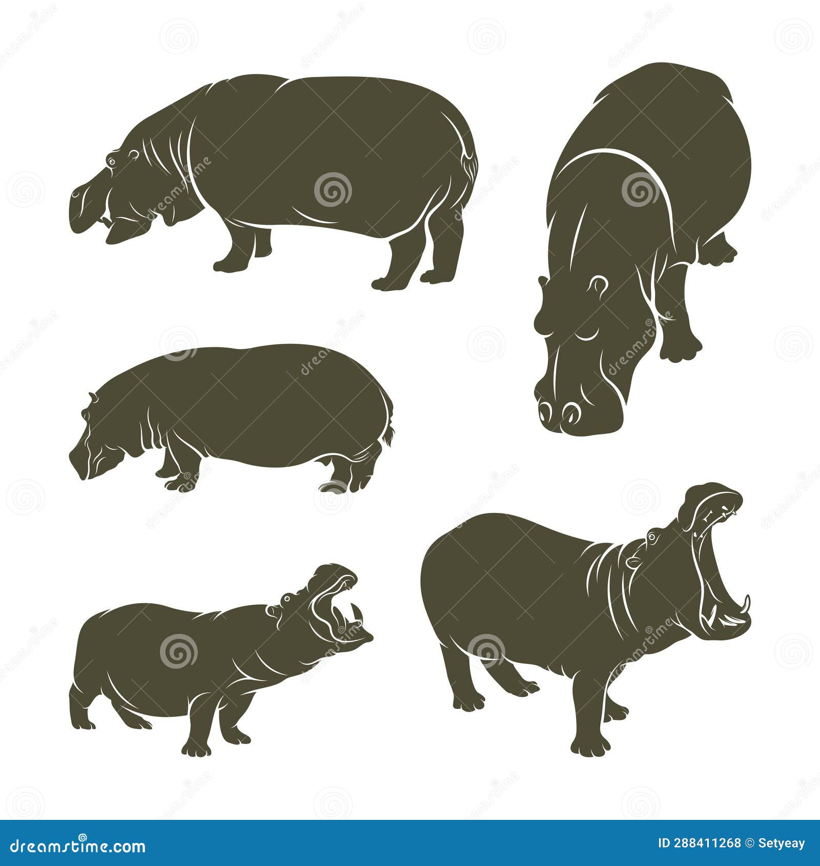 set of hippopotamus   . hippopotamus logo  template