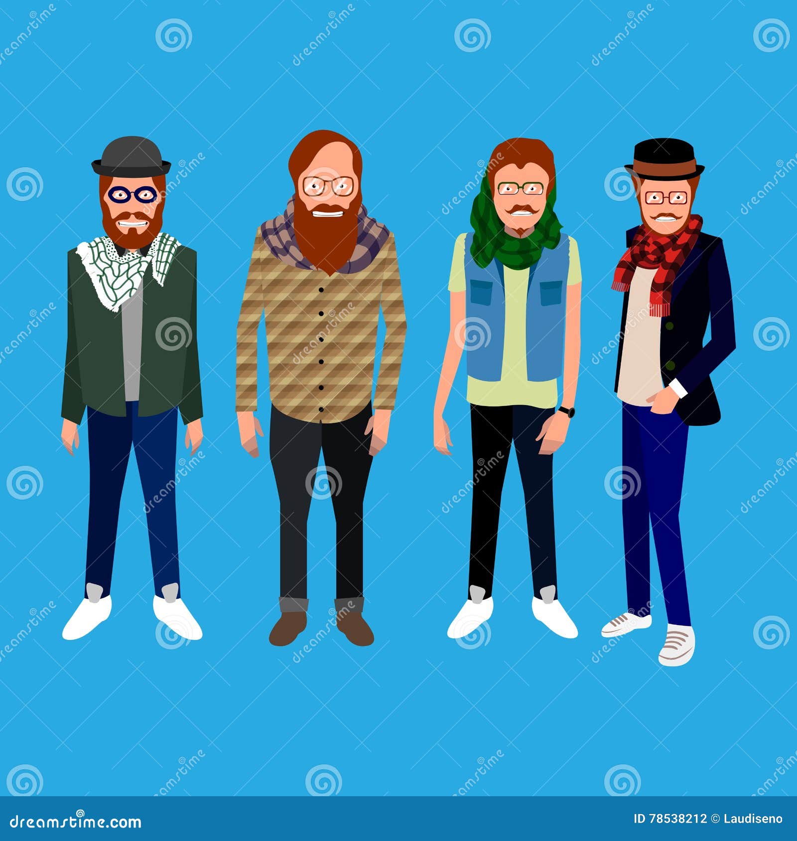Set of hipster portraits stock illustration. Illustration of modern ...