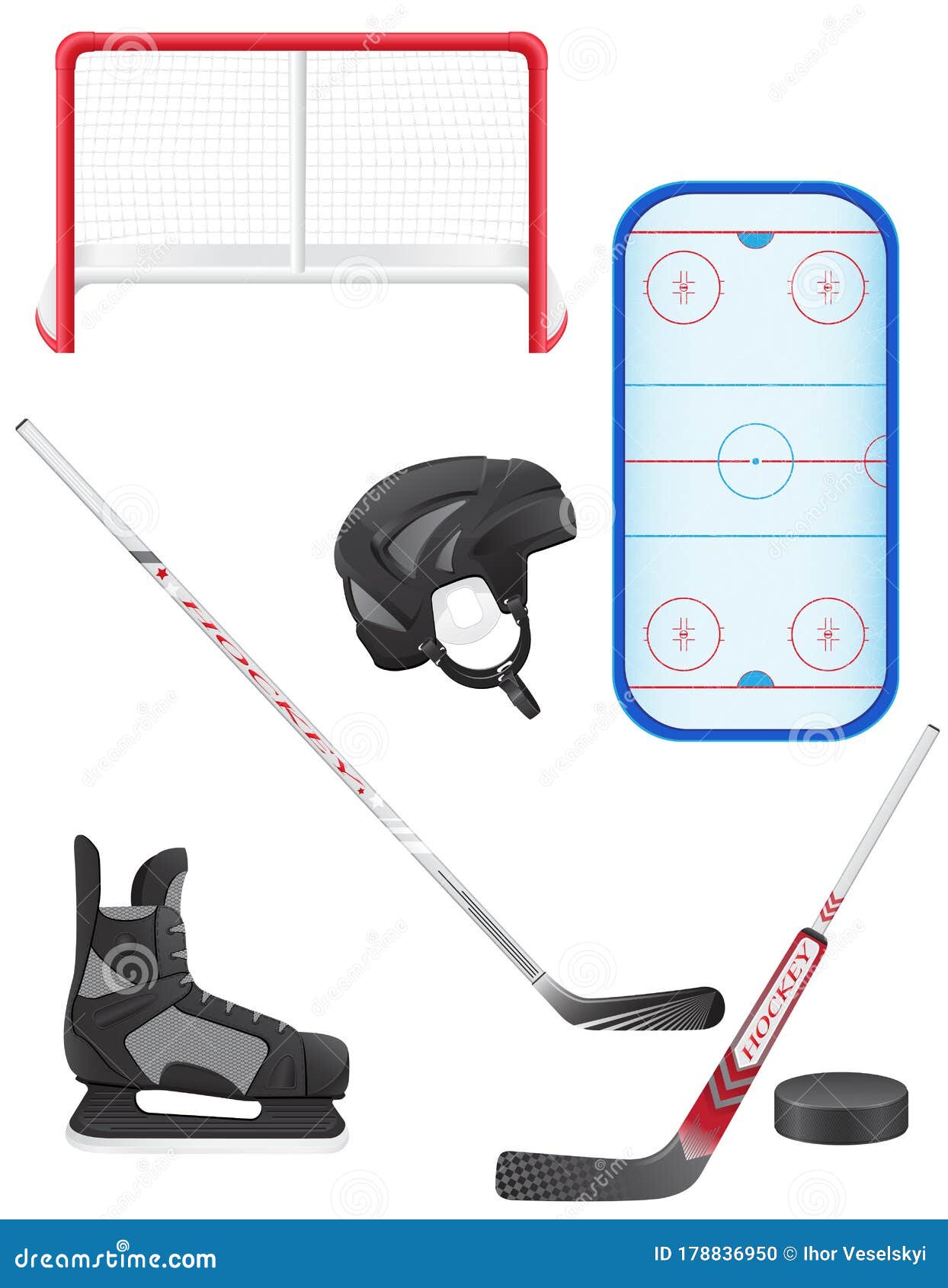 Set of Hockey Equipment Vector Illustration Stock Illustration ...