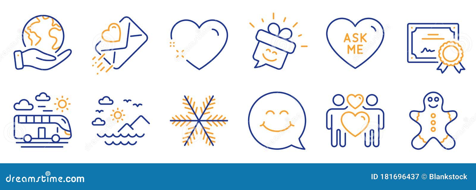 Download Set Of Holidays Icons, Such As Love Couple, Snowflake, Bus Travel. Vector Stock Vector ...