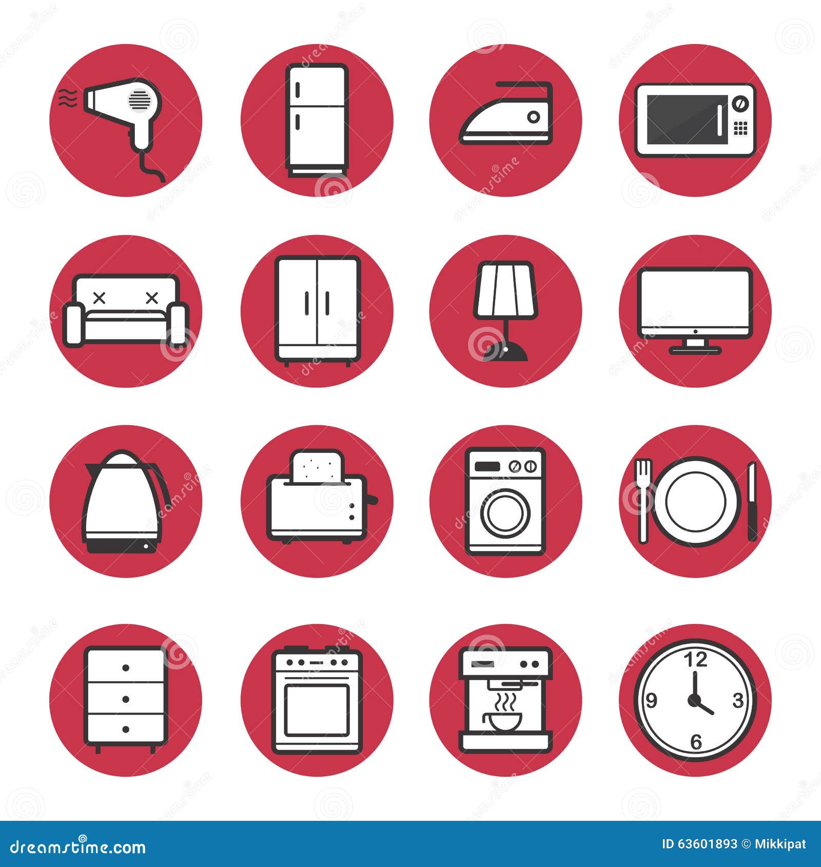Set Of Home Appliances Icons Set Vector Stock Vector Illustration Of
