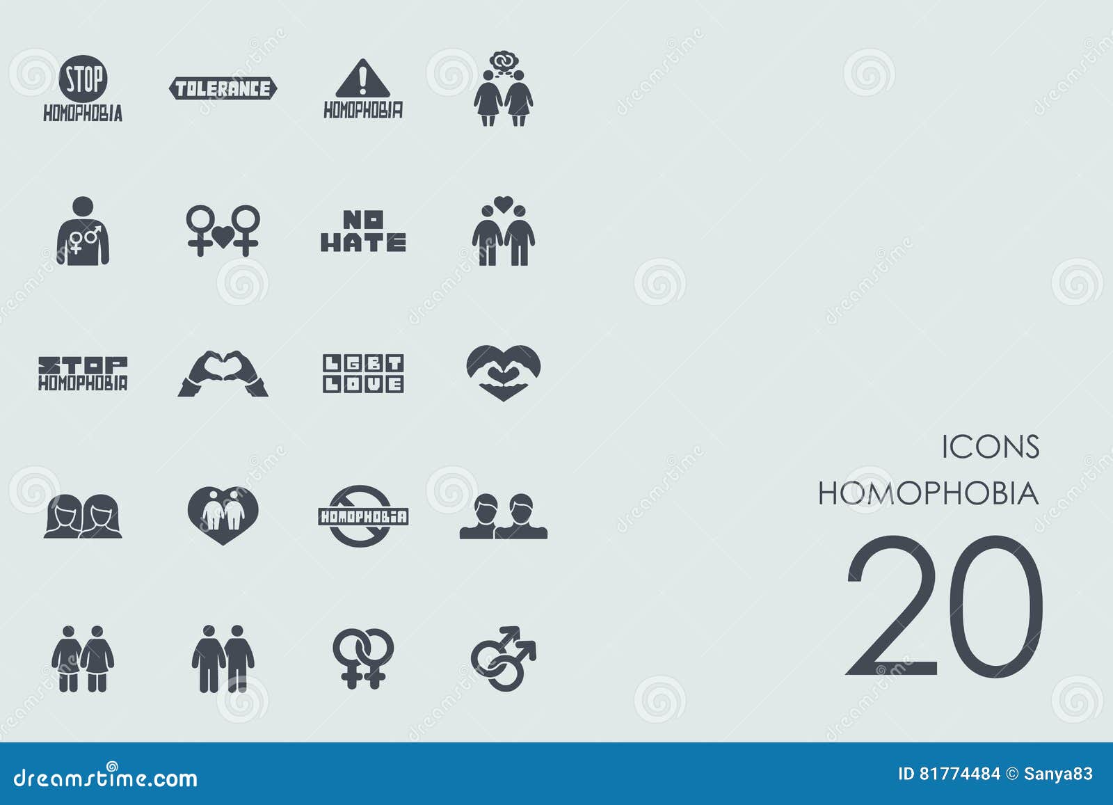 set of homophobia icons