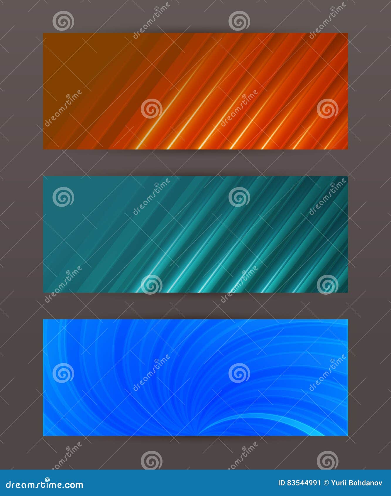 Set Horizontal Banner Headline Abstract Glow Lines08 Stock Vector