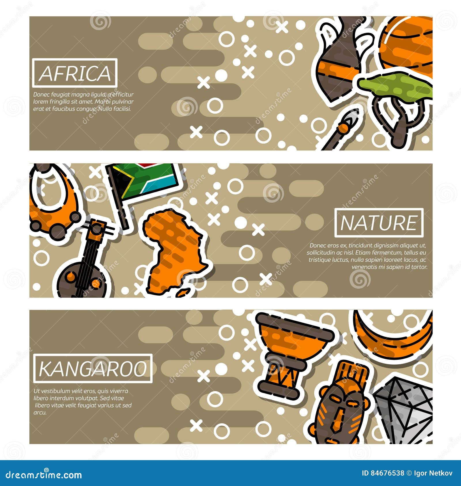 Set Of Horizontal Banners About Africa Stock Vector Illustration of