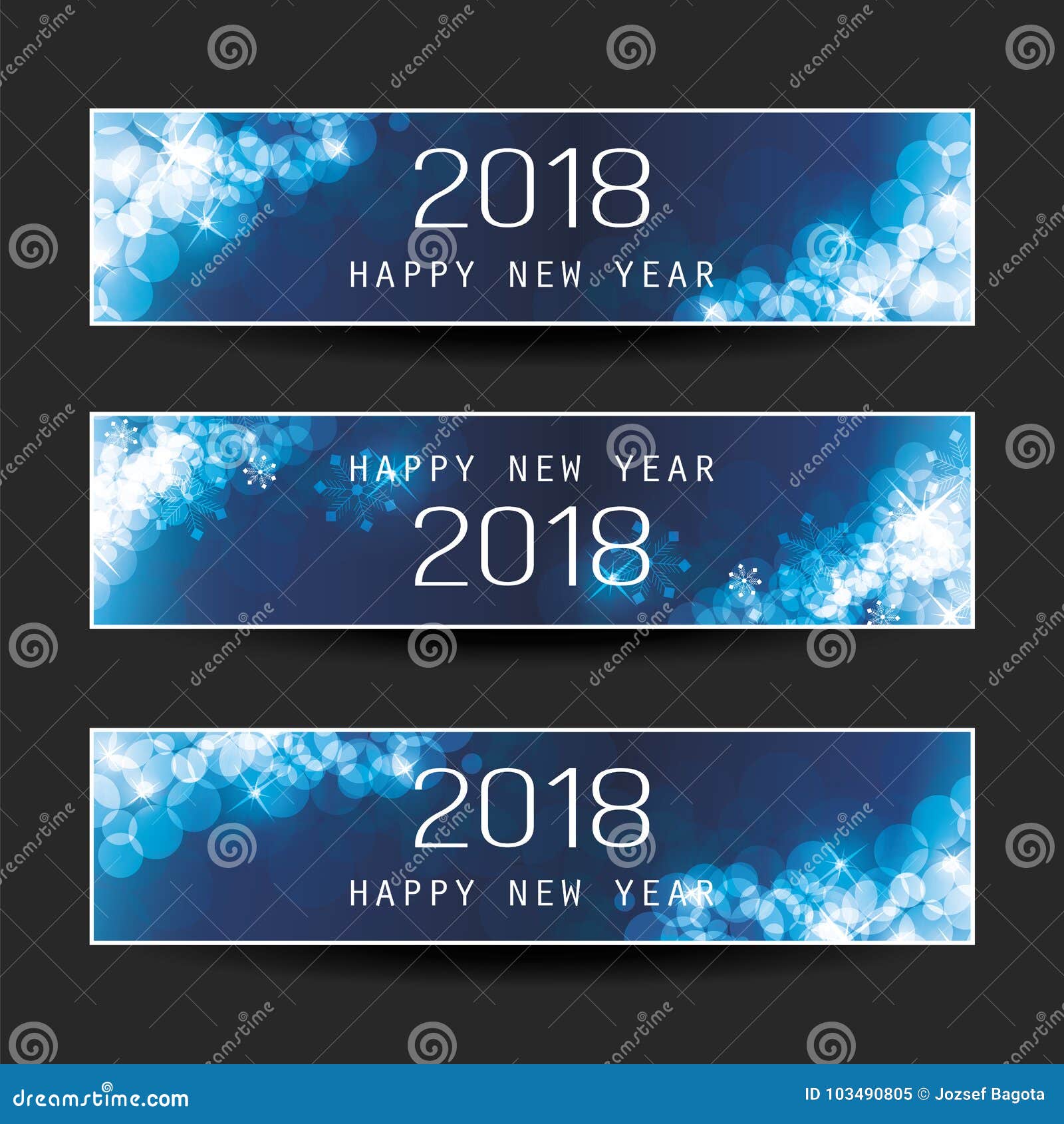 Set Horizontal Christmas New Year Headers Banners