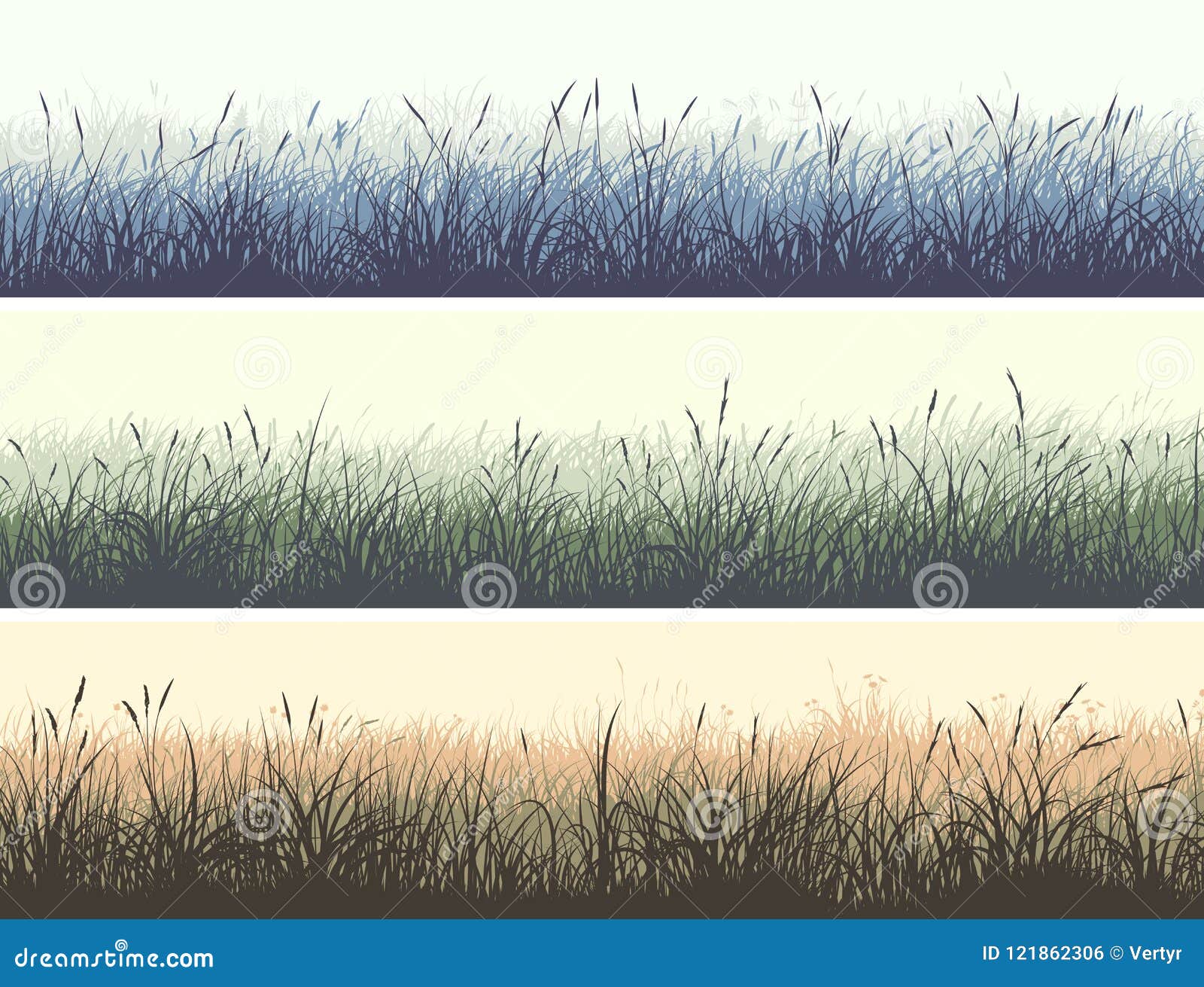 horizontal color banners of meadow with high grass.