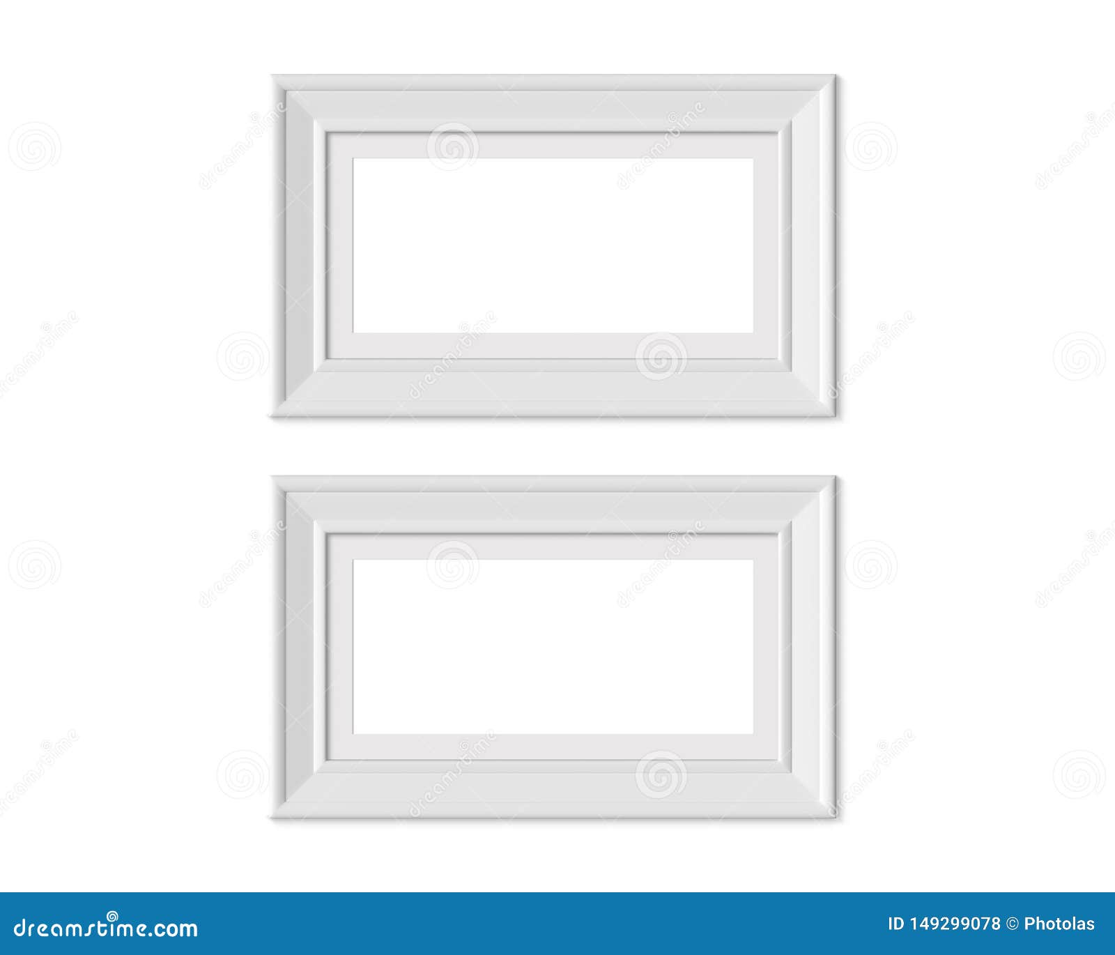 Download Set 2 1x2 Horizontal Landscape Picture Frame Mockup. Framing Mat With Wide Borders. Realisitc ...