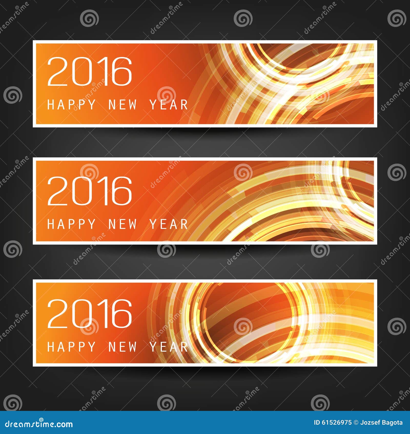 Set Horizontal New Year Banners With Orange And Red