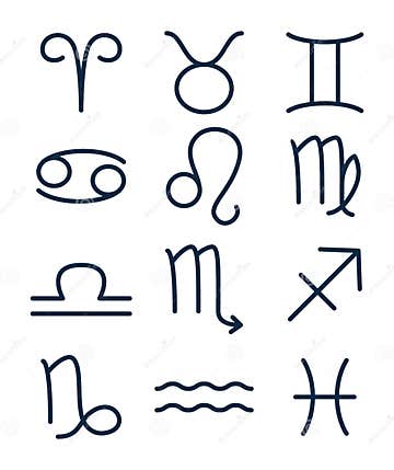 Set of Horoscope Zodiac Signs - Outline Style Stock Vector ...