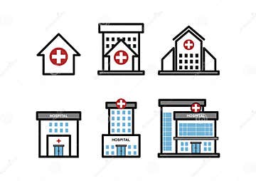 Set of Hospital Building Icons for Infographic Resources Stock Vector ...