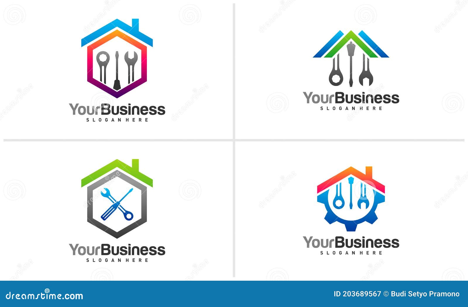 Set of House Mechanic Logo Vector Template, Creative Mechanic Logo