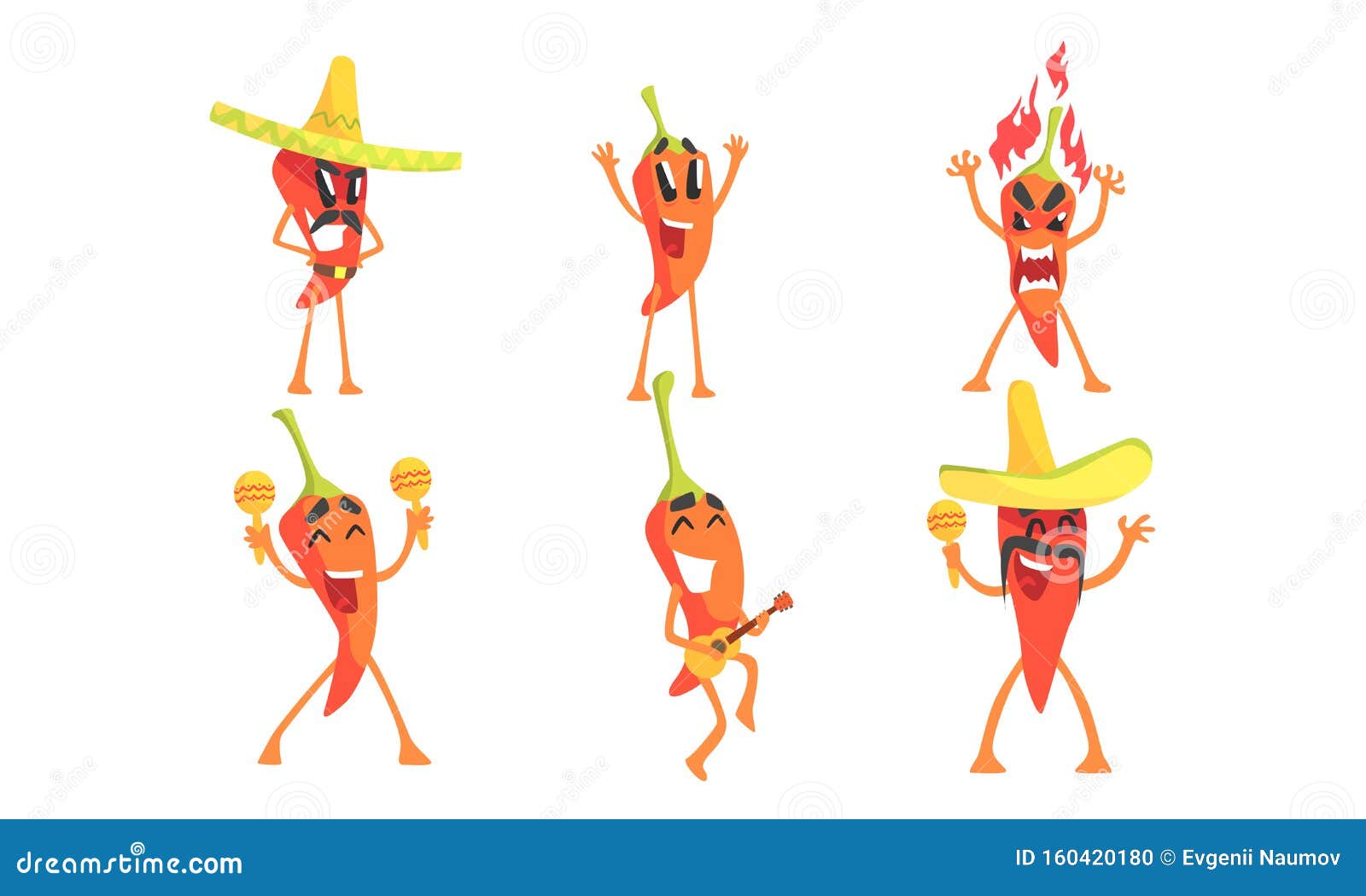 set of humanized red hot chili peppers.  .