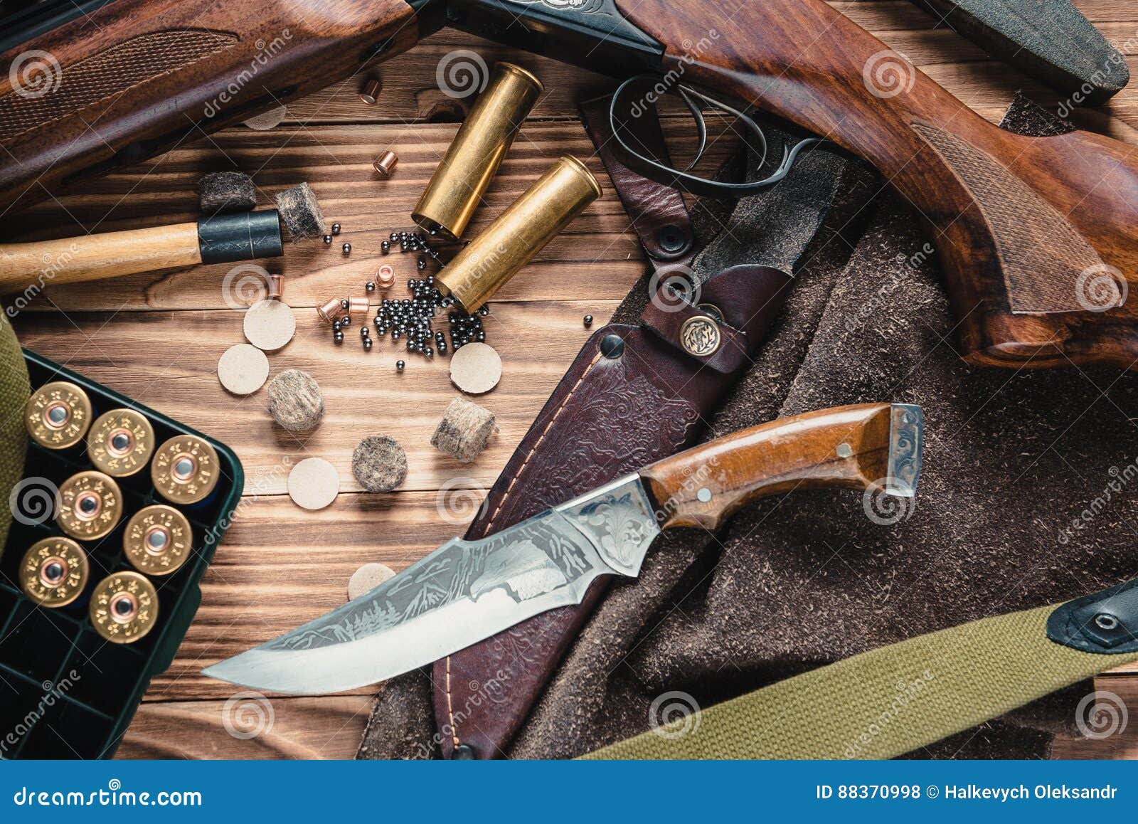Set of hunting equipment stock photo. Image of grindstone 88370998