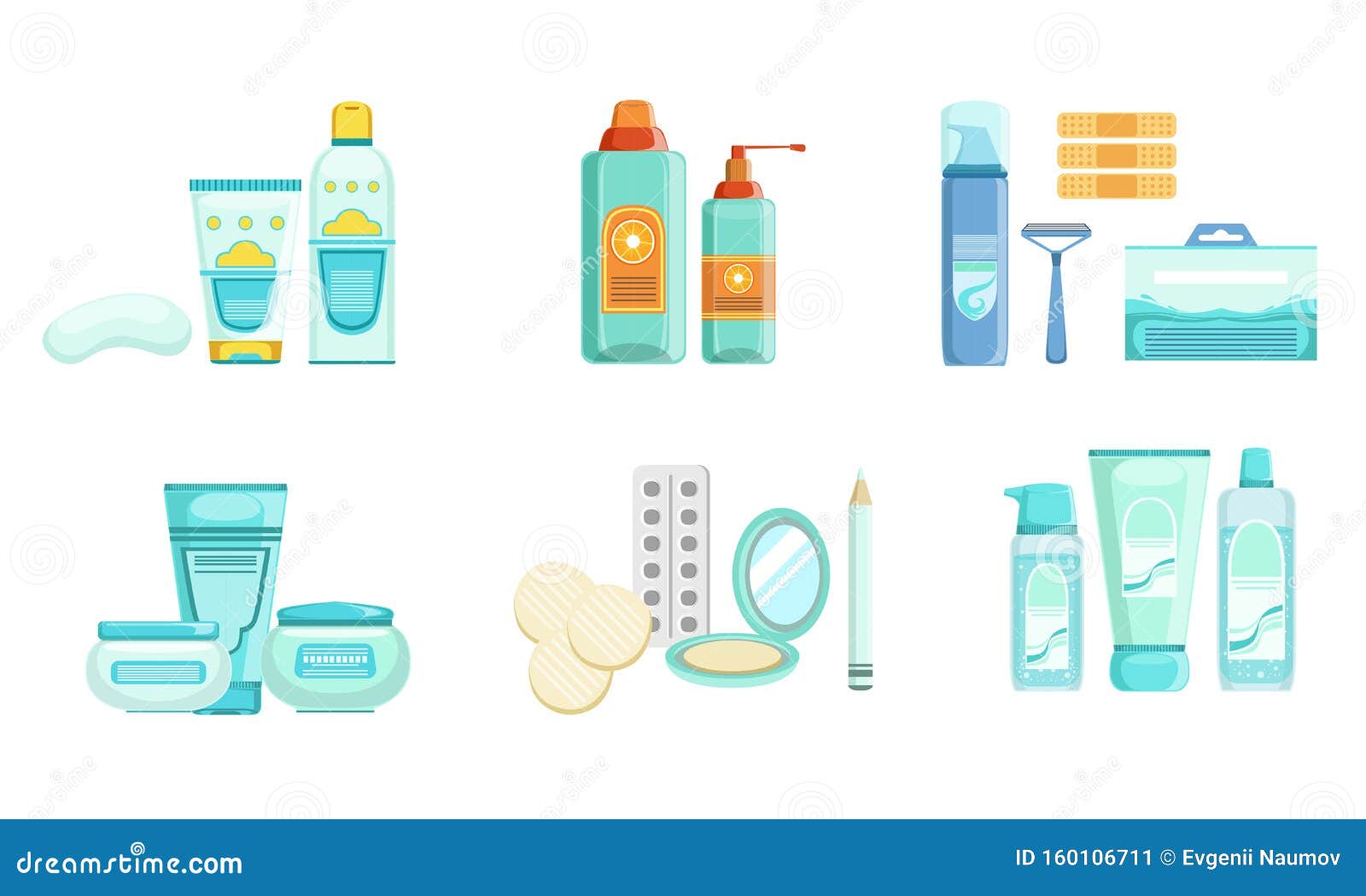 Set of Hygiene Products for the Shower. Vector Illustration. Stock ...