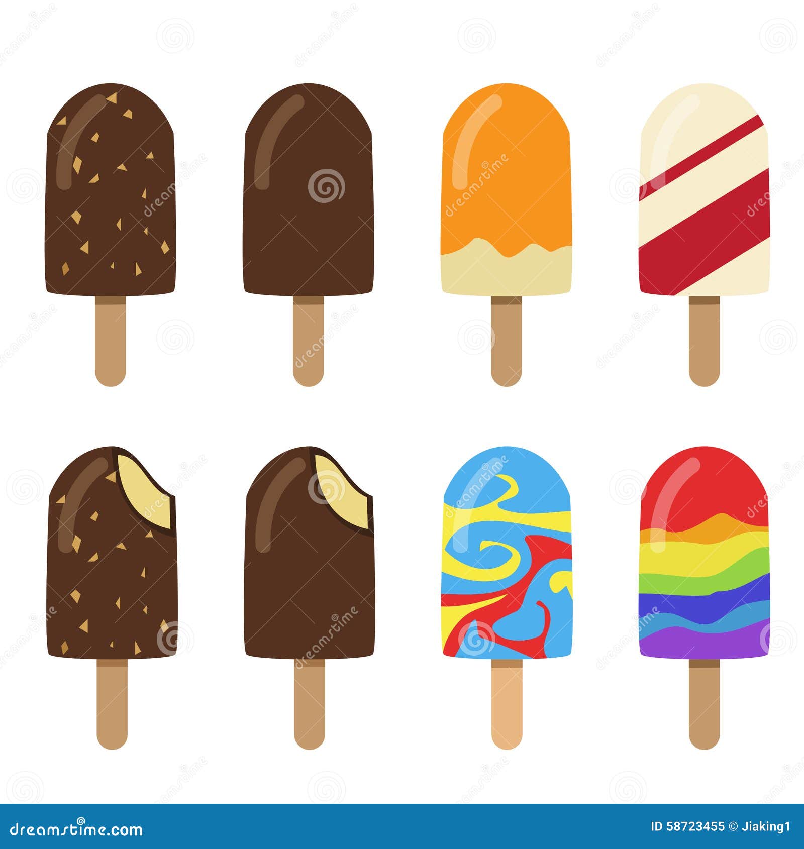 Set of Ice Cream Bar in Flat Style Stock Vector - Illustration of