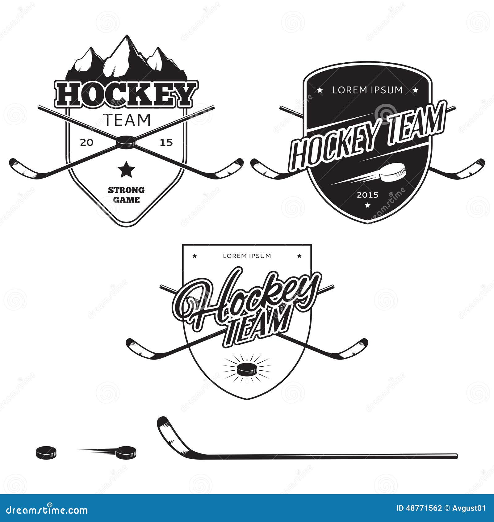 Set of Ice Hockey Teams Logos, Badges and Design Elements Stock Vector