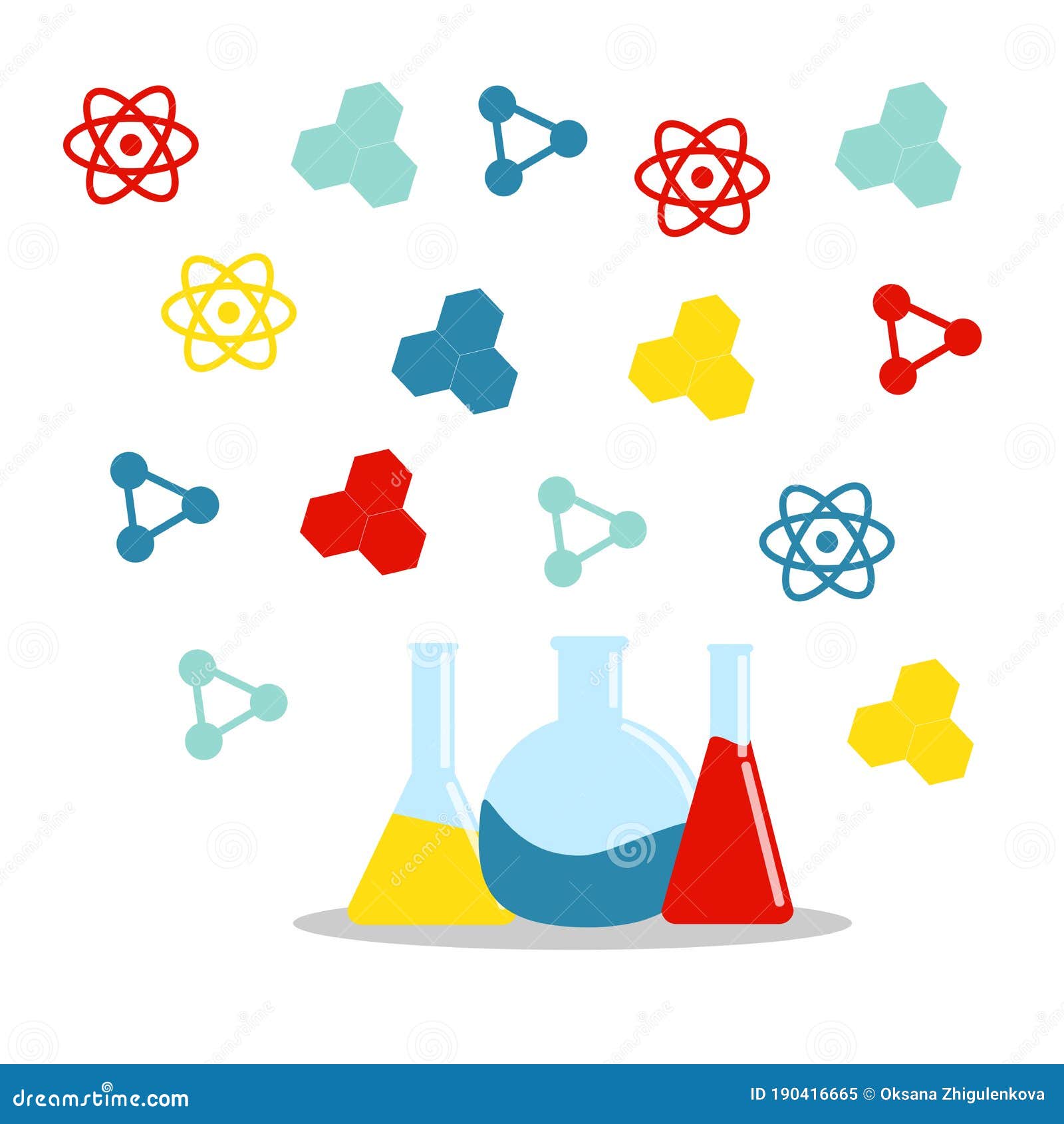 Set Icon Chemicals, Chemistry, Laboratory, Jars, Beakers, Flasks