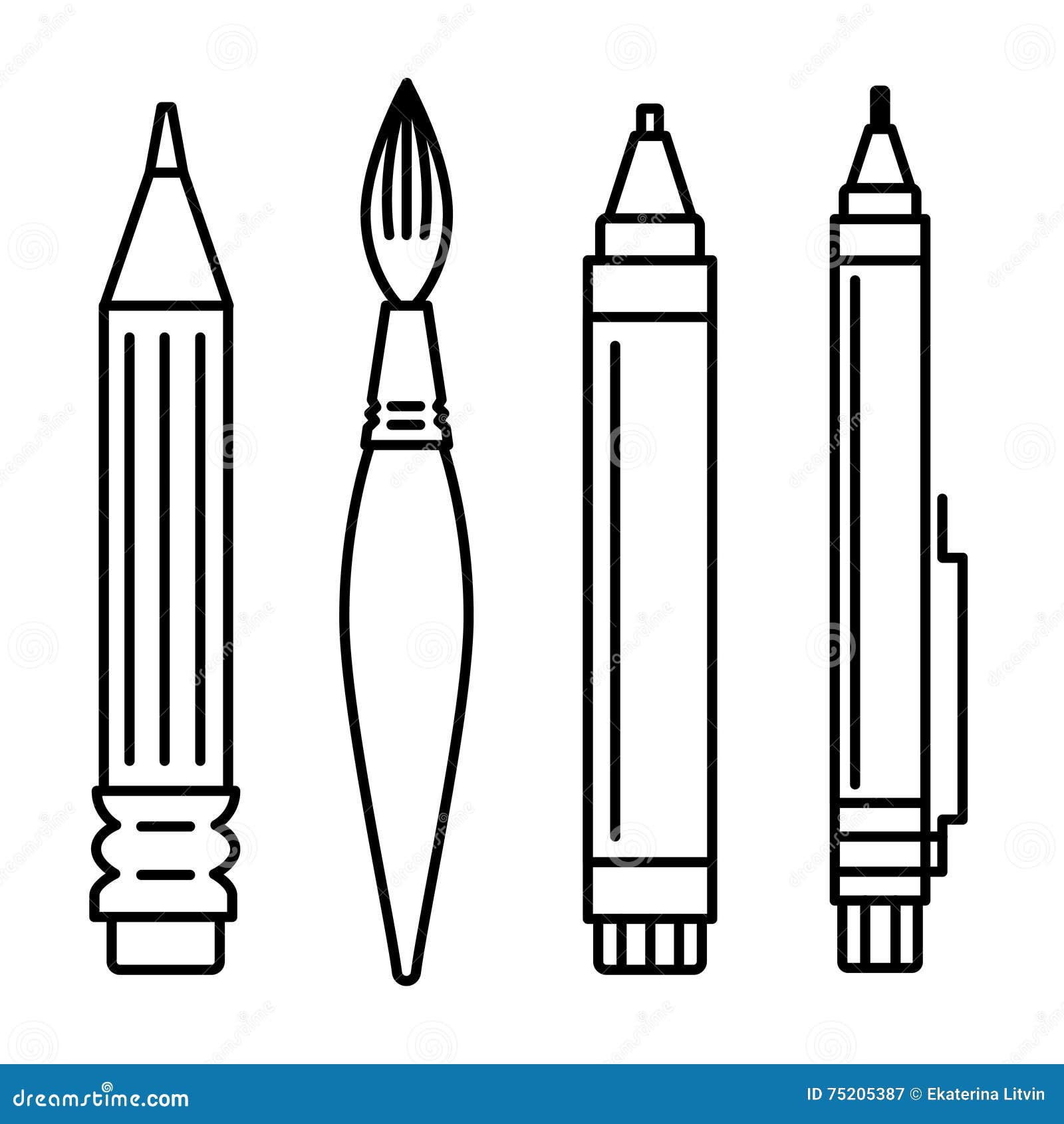 Set of Icons for Art Supplies Stock Vector - Illustration of museum ...