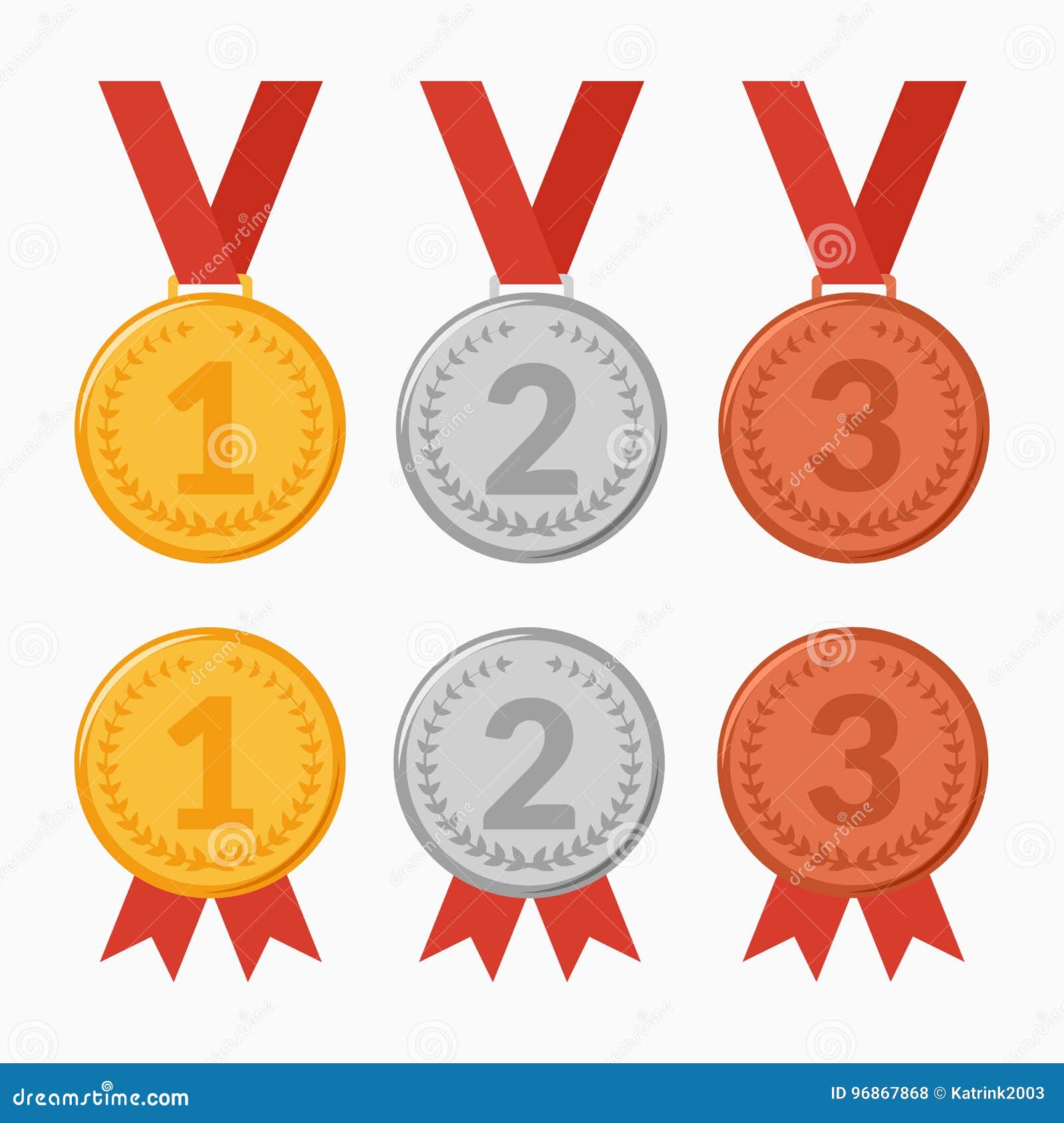 Set of Icons of Award Winning Medals Stock Vector Illustration of