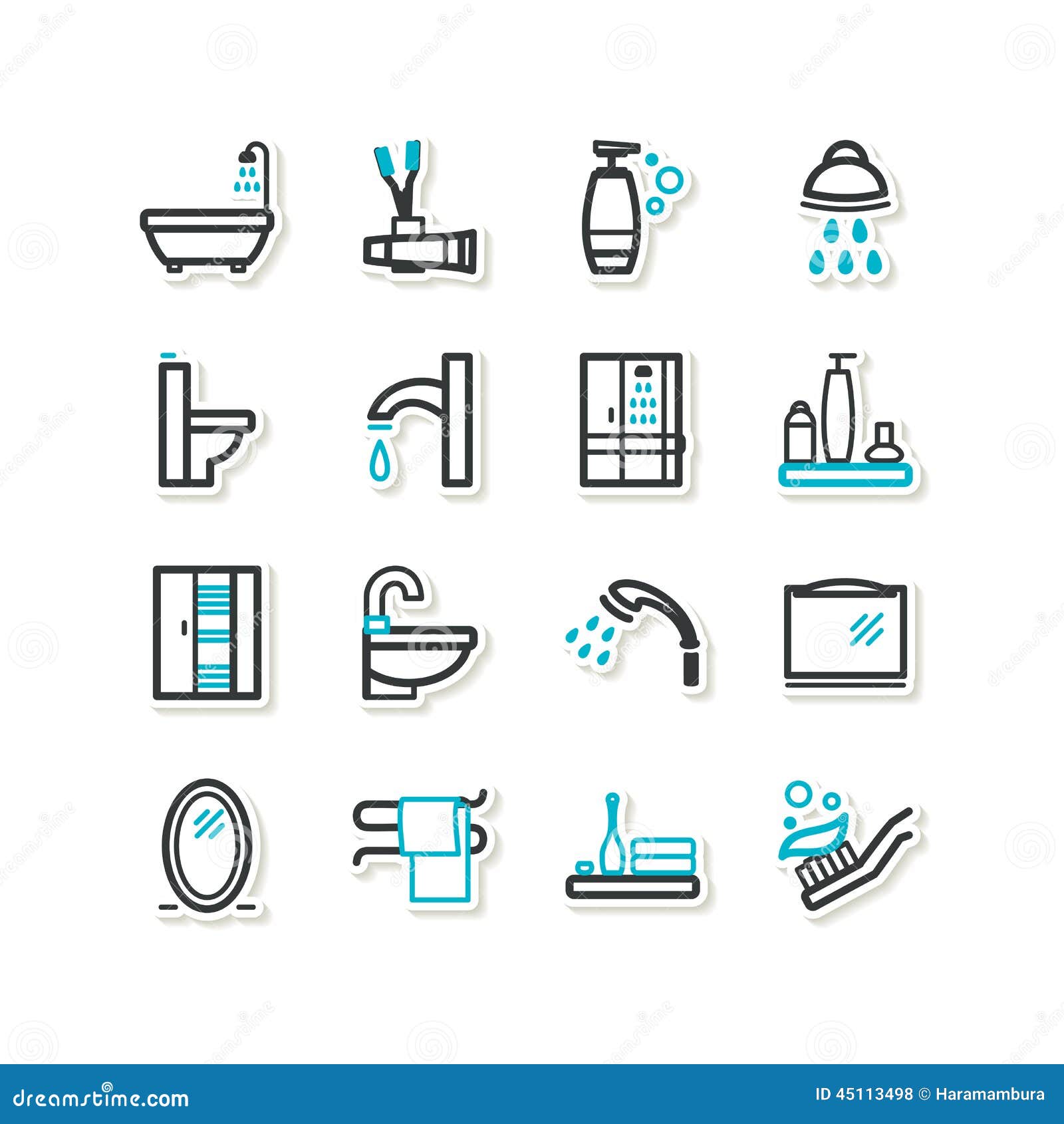 Set of icons a bathroom stock vector. Illustration of design 45113498