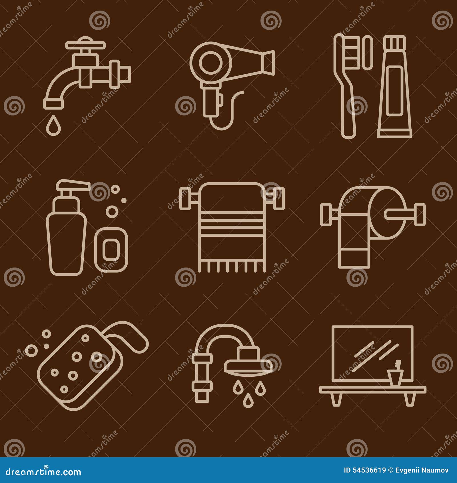 Set of Icons Bathroom Vector Stock Vector Illustration of group