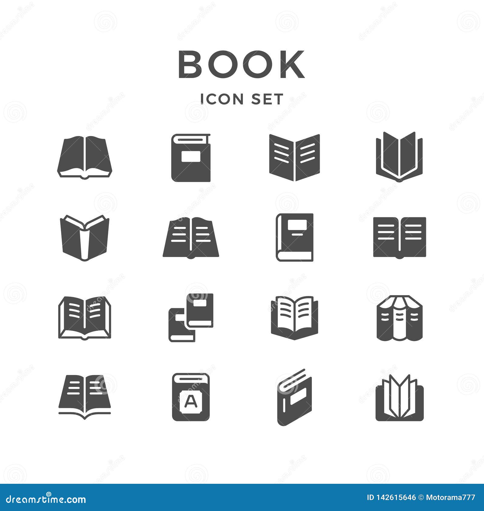 Set icons of book stock vector. Illustration of publishing 142615646