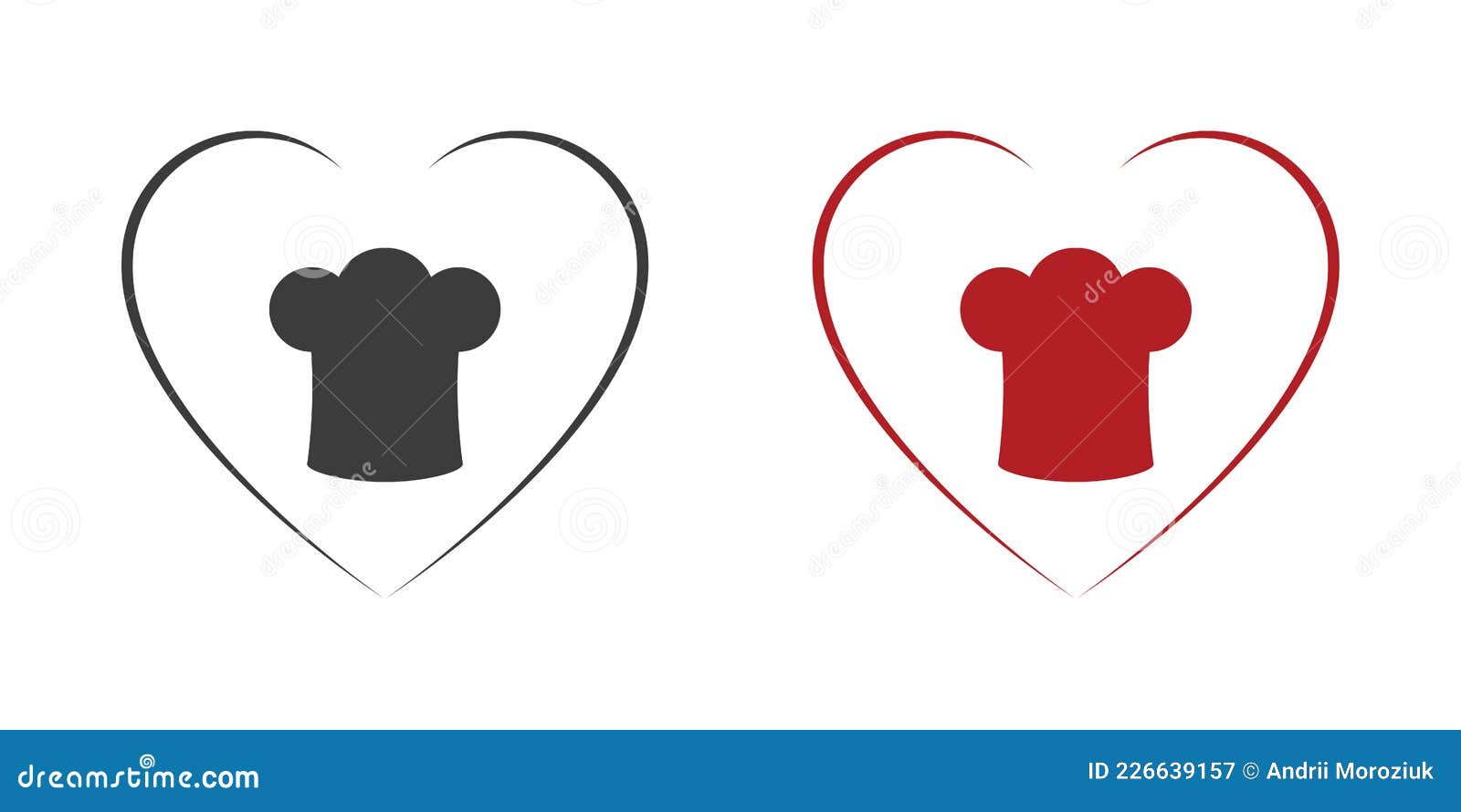 Set of Icons. Chef Hat Love Food Red Logo Icon Template Stock ...