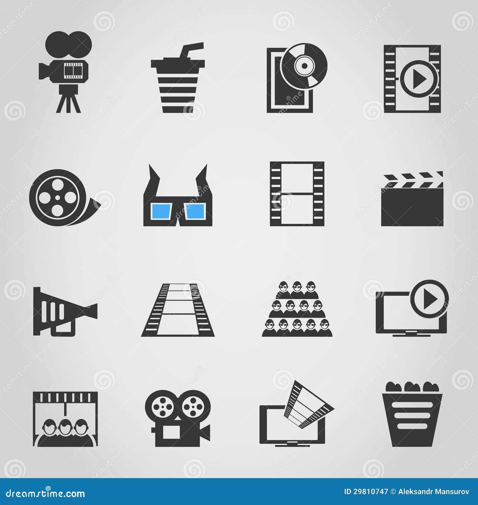 Cinema icons4 stock vector. Illustration of design, abstraction - 29810747