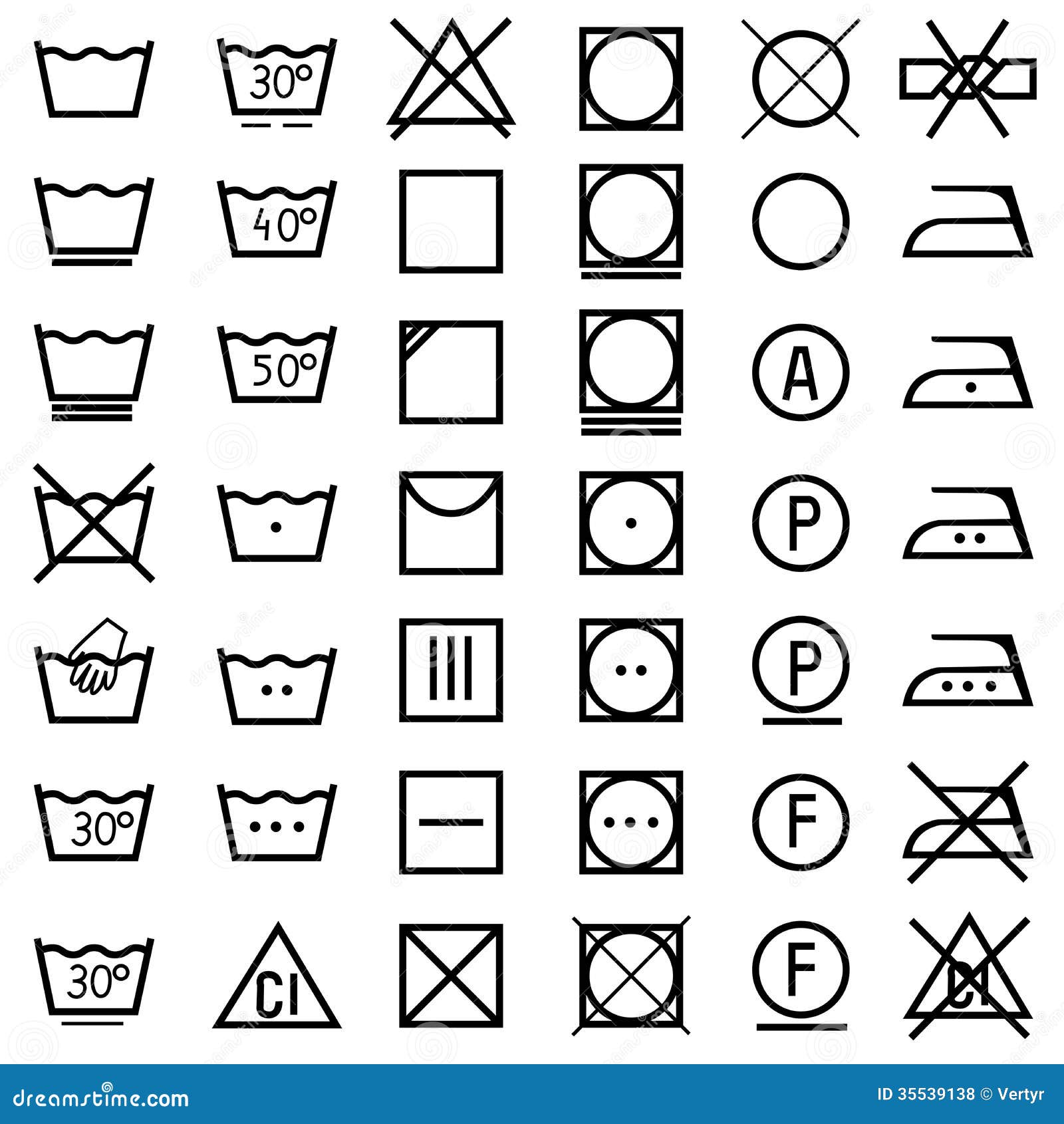 set of icons on clothing label.