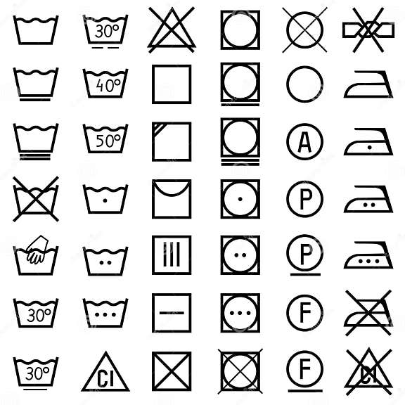 Set of Icons on Clothing Label. Stock Vector - Illustration of clothing ...