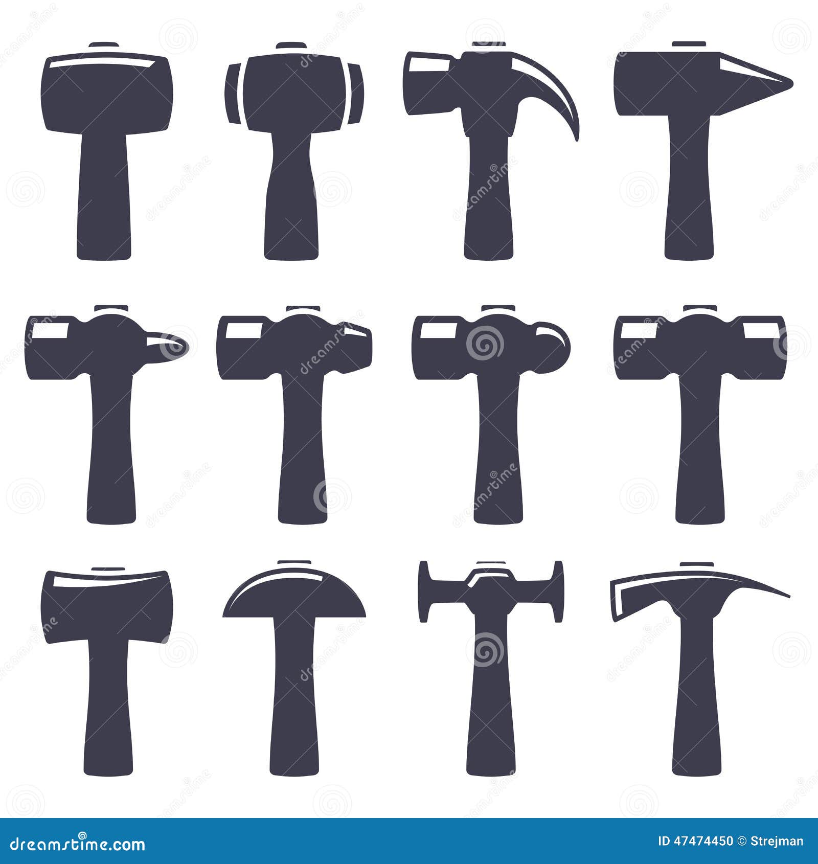 Set icons of hammers stock vector. Illustration of isolated 47474450