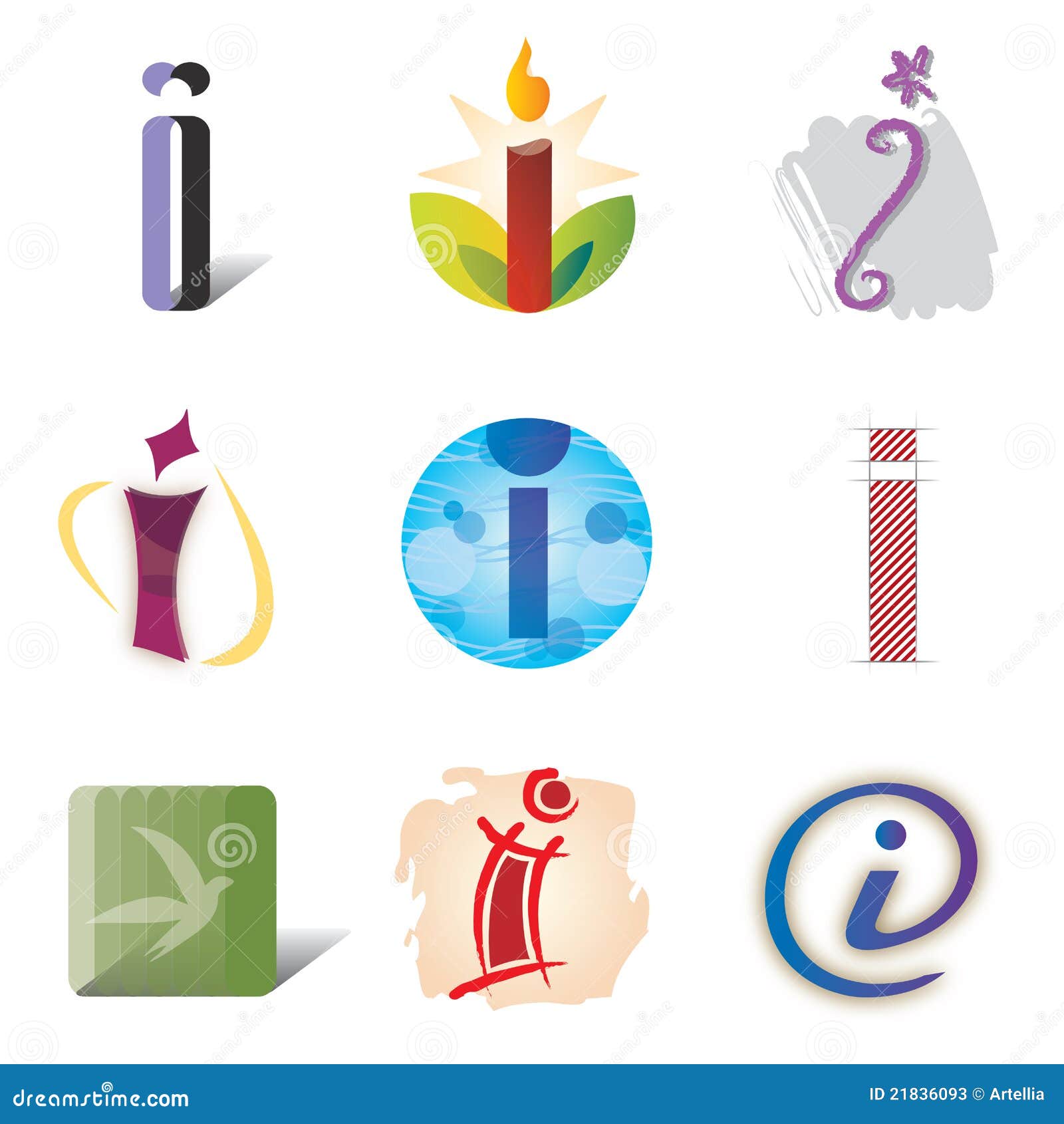 Set Of Icons And Logo Elements Letter I Stock Vector