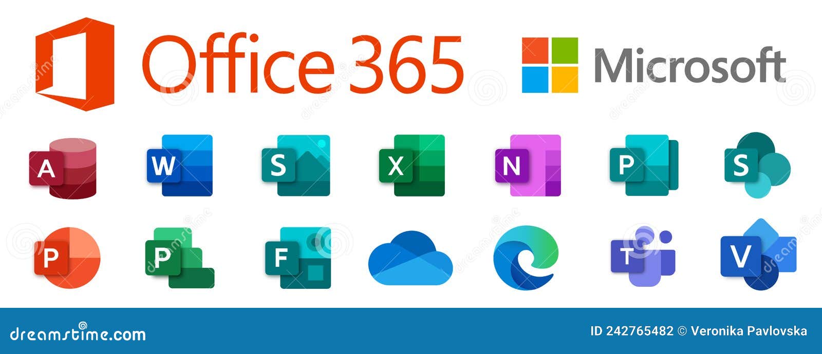 Set Icons Microsoft Office 365: Word, Excel, OneNote, Yammer, Sway