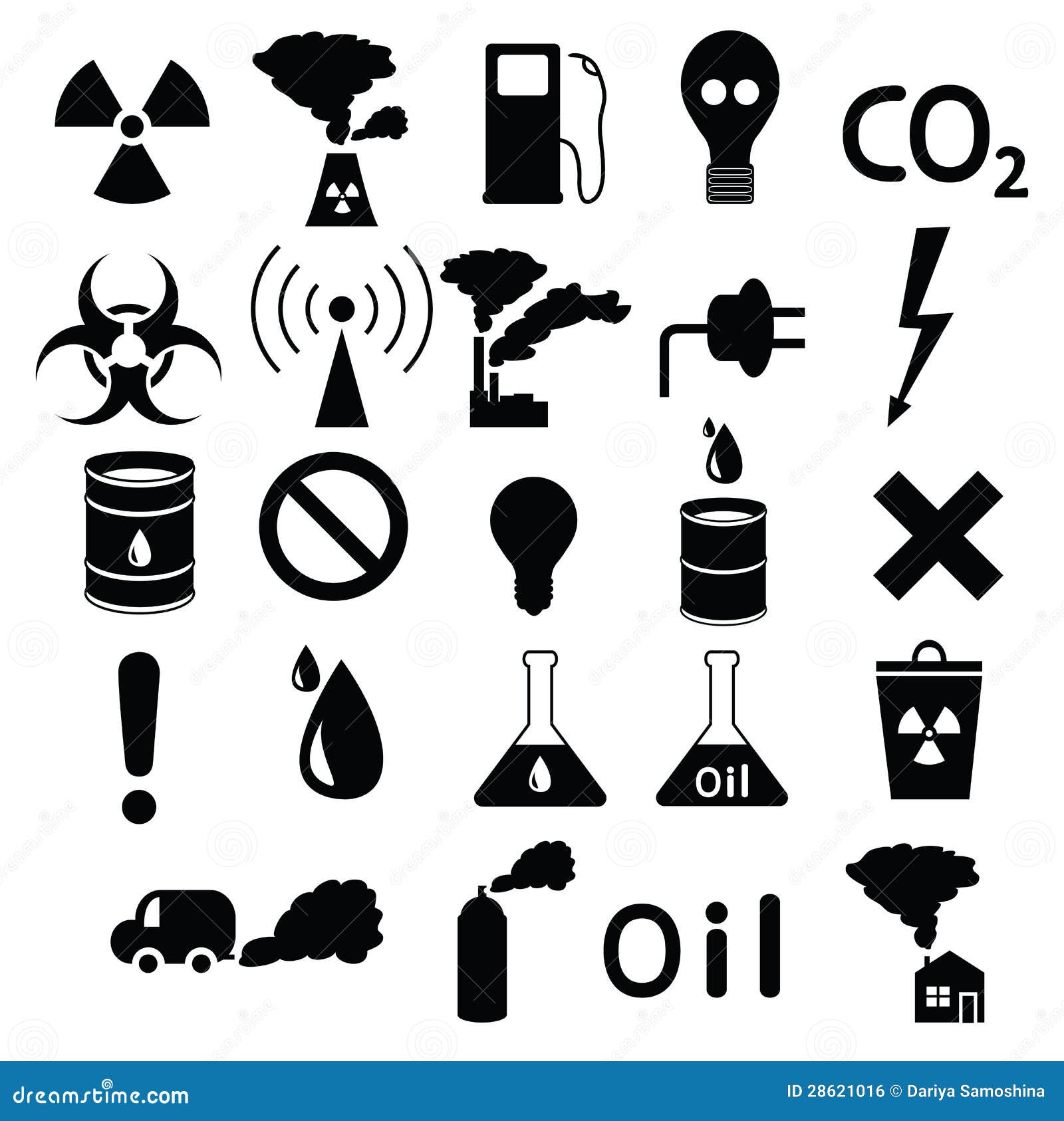 Set Of Icons Pollution, Industrial, Hazardous Royalty Free Stock Image