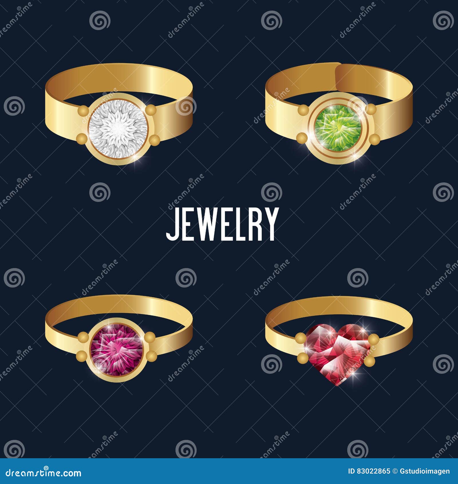 Set Icons Rings Gold Gems Isolated Stock Illustration - Illustration of  flat, elegance: 83022865