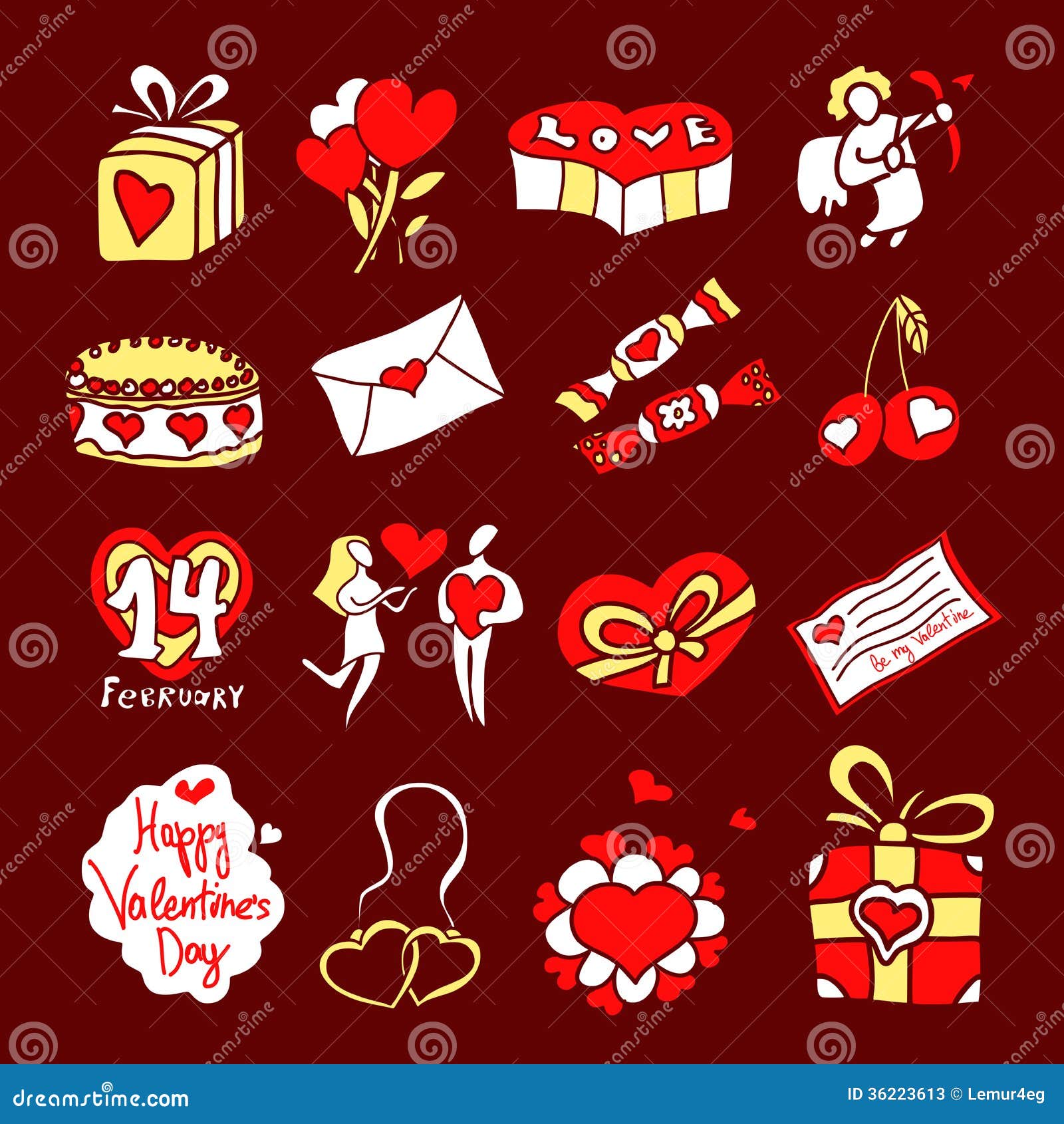 Set of Icons for St. Valentines Day Stock Vector - Illustration of gift