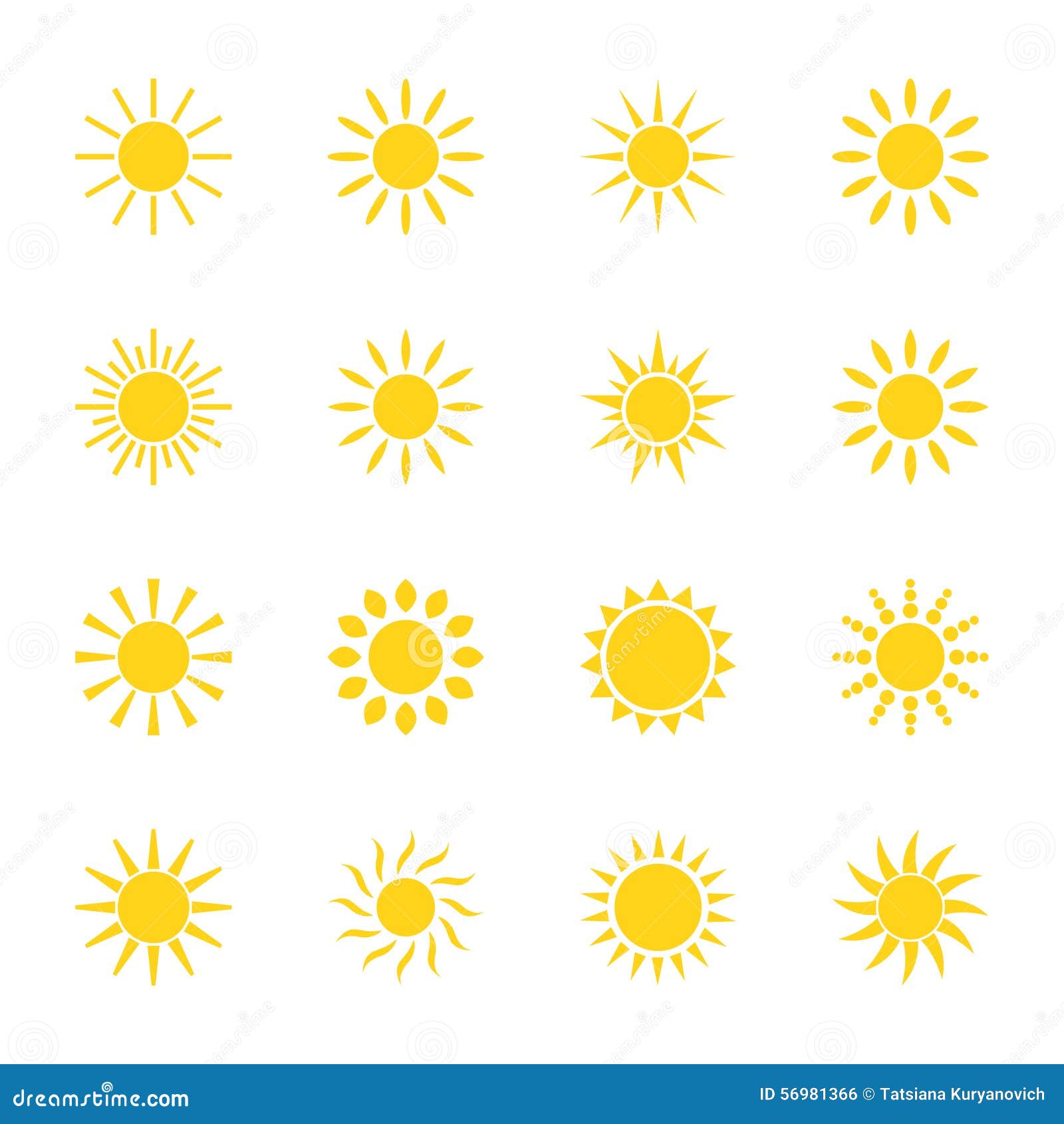 Set of Icons Sun, Illustration Stock Vector - Illustration of element ...