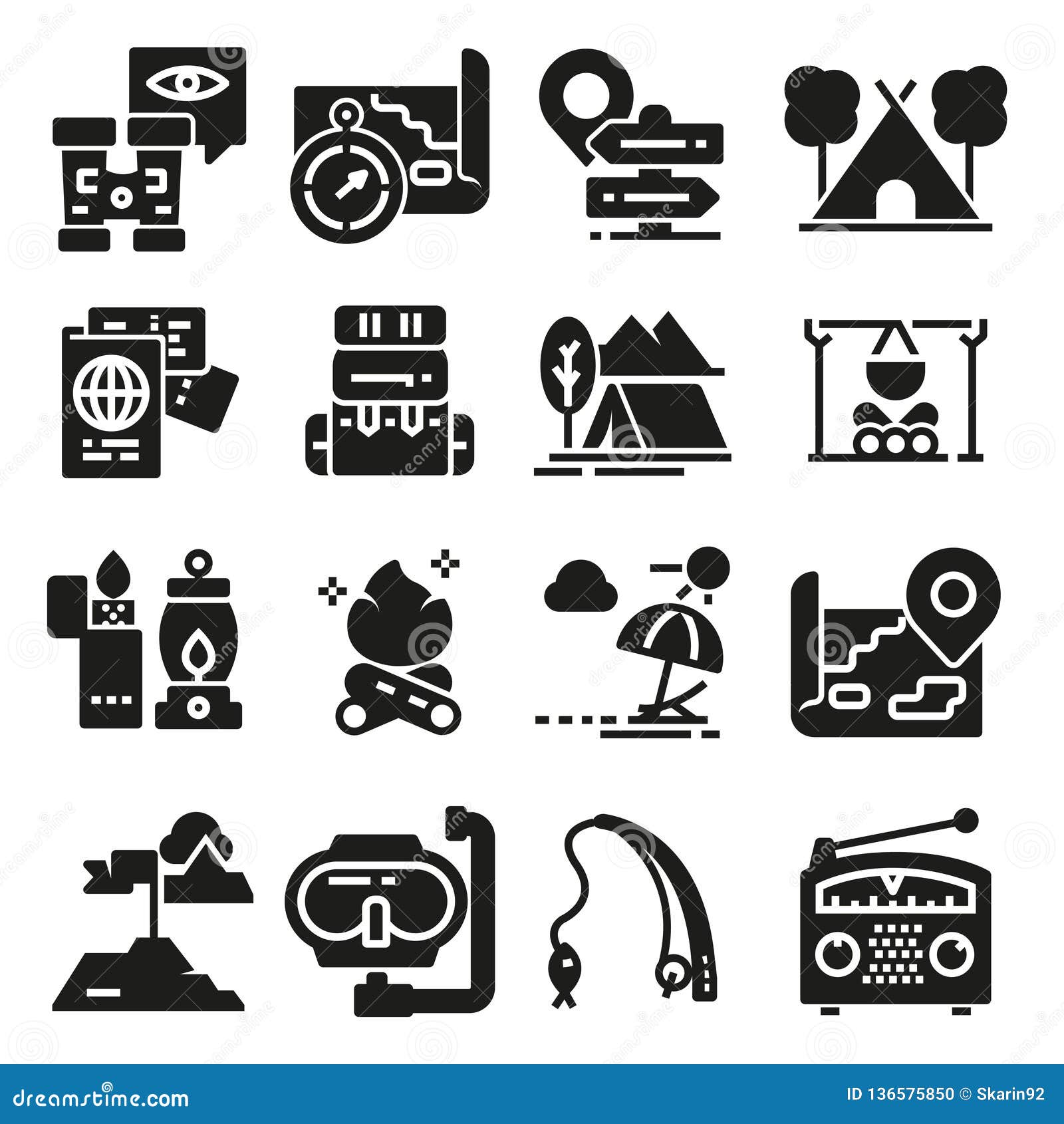 Set Of Icons And Symbols For Camping And Hiking Stock Illustration