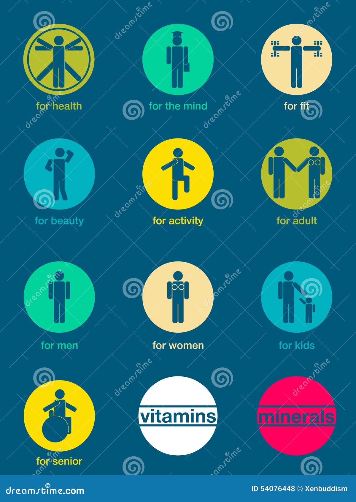 Set of Icons, Vitamins and Minerals Stock Illustration Illustration