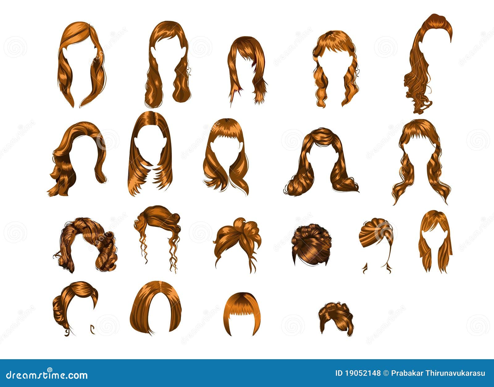 Set Of Illustrated Hairstyles Royalty Free Stock Photos 