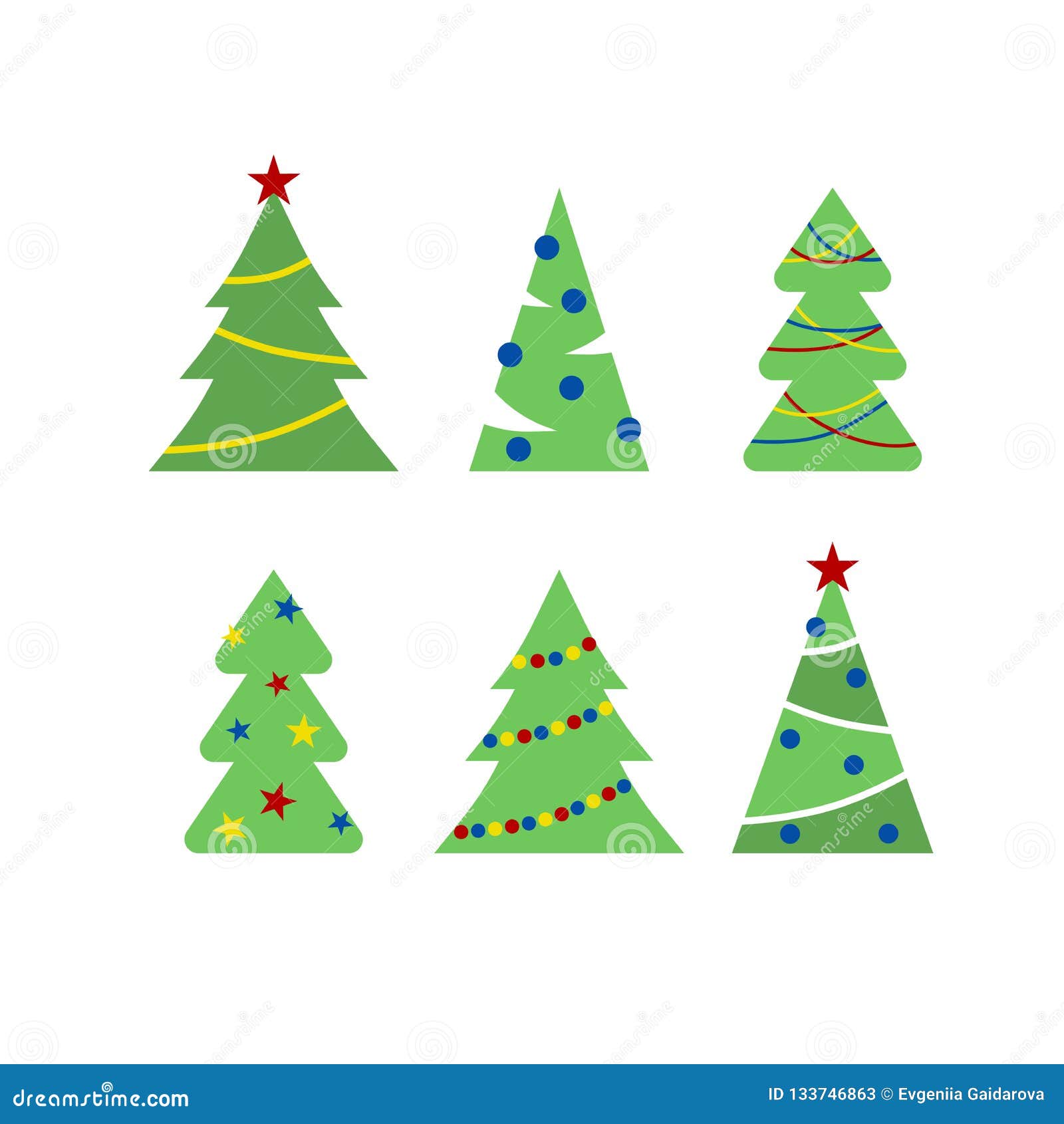 Set of Illustration of Christmas and New Yaer Trees Stock Vector ...