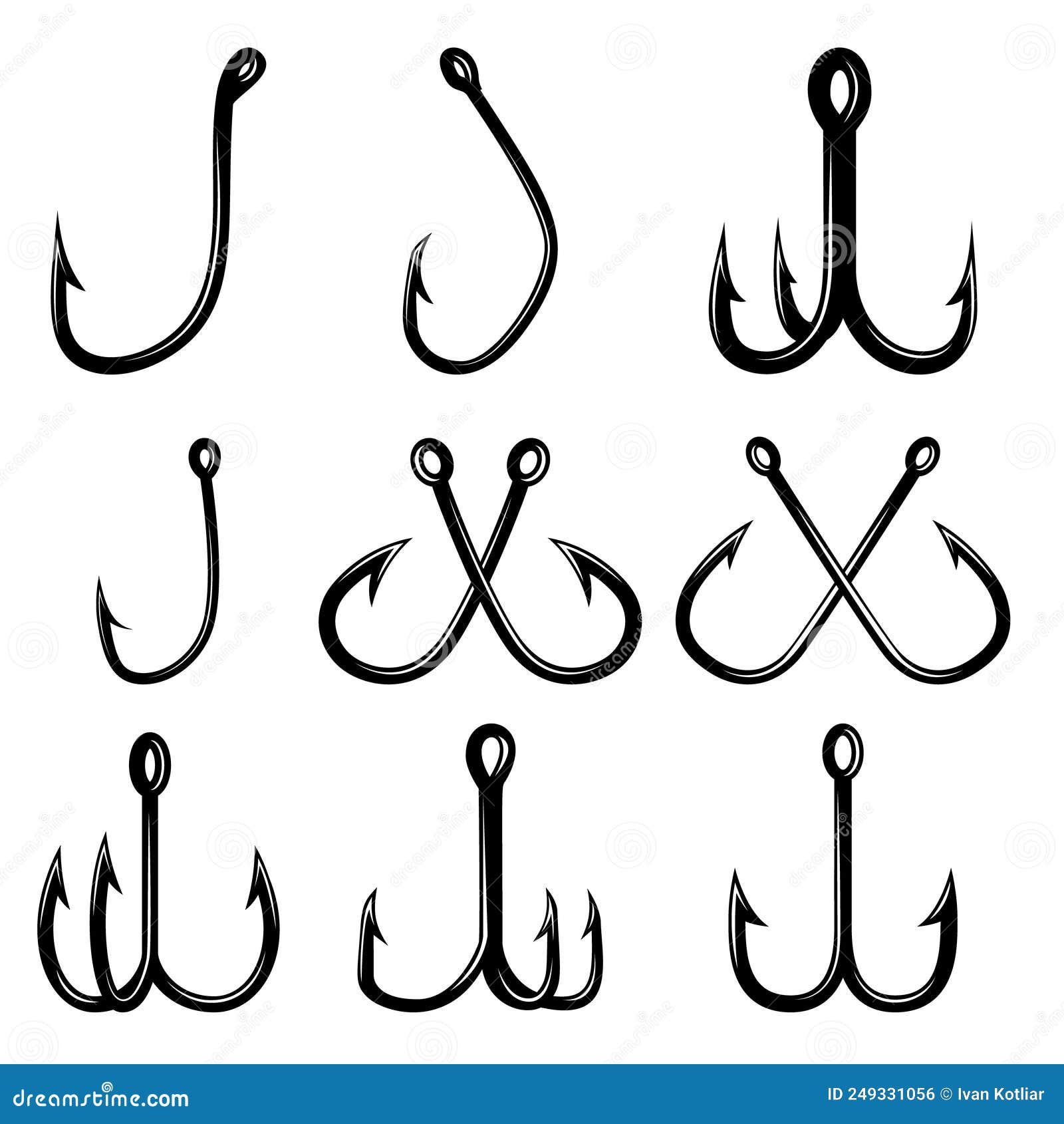 Set of Illustrations of Fishing Hooks. Design Element for Poster, Card,  Banner,emblem, Sign Stock Vector - Illustration of hook, hanging: 249331056
