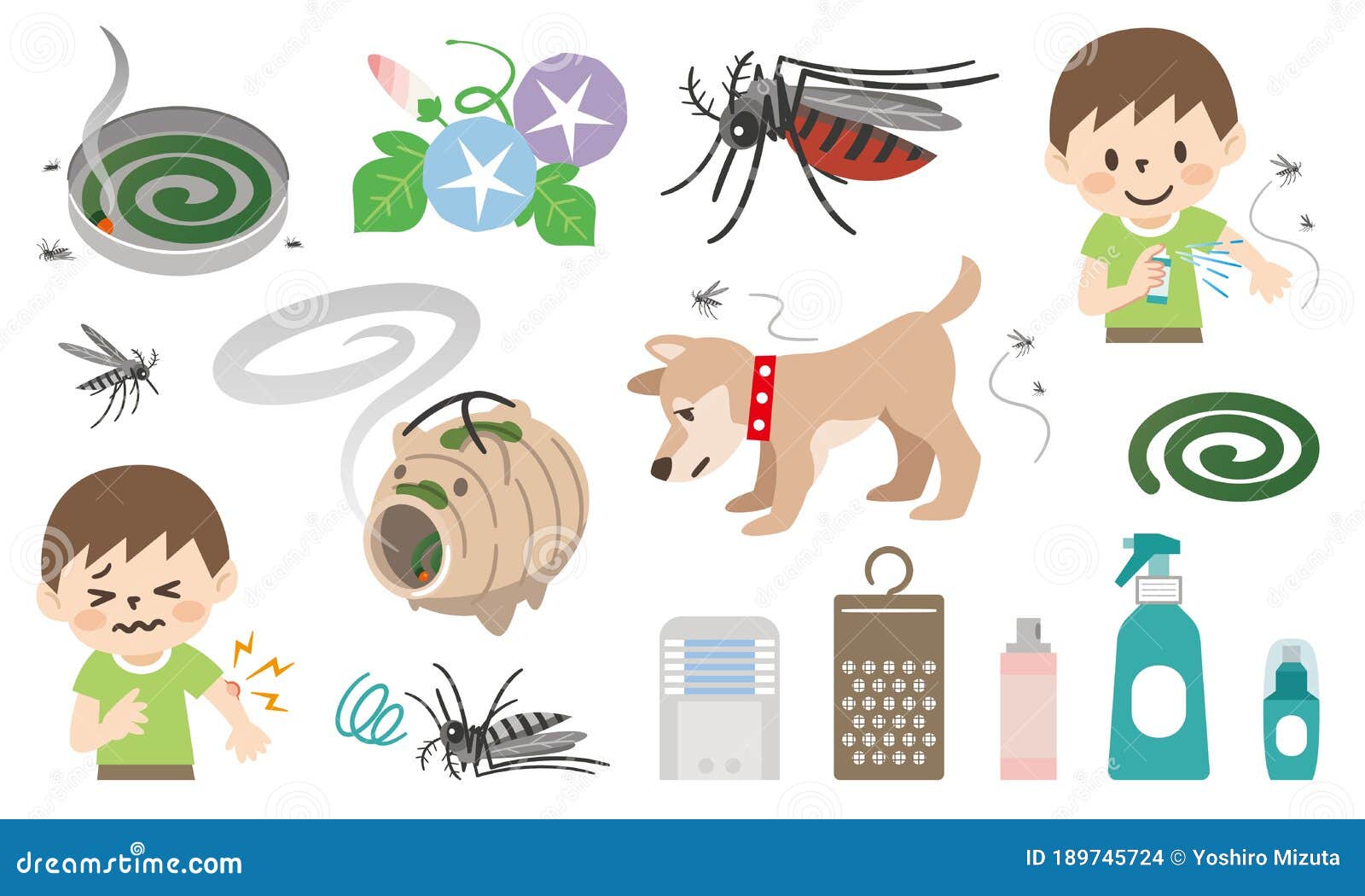 set of s of preventive measures against insect bites
