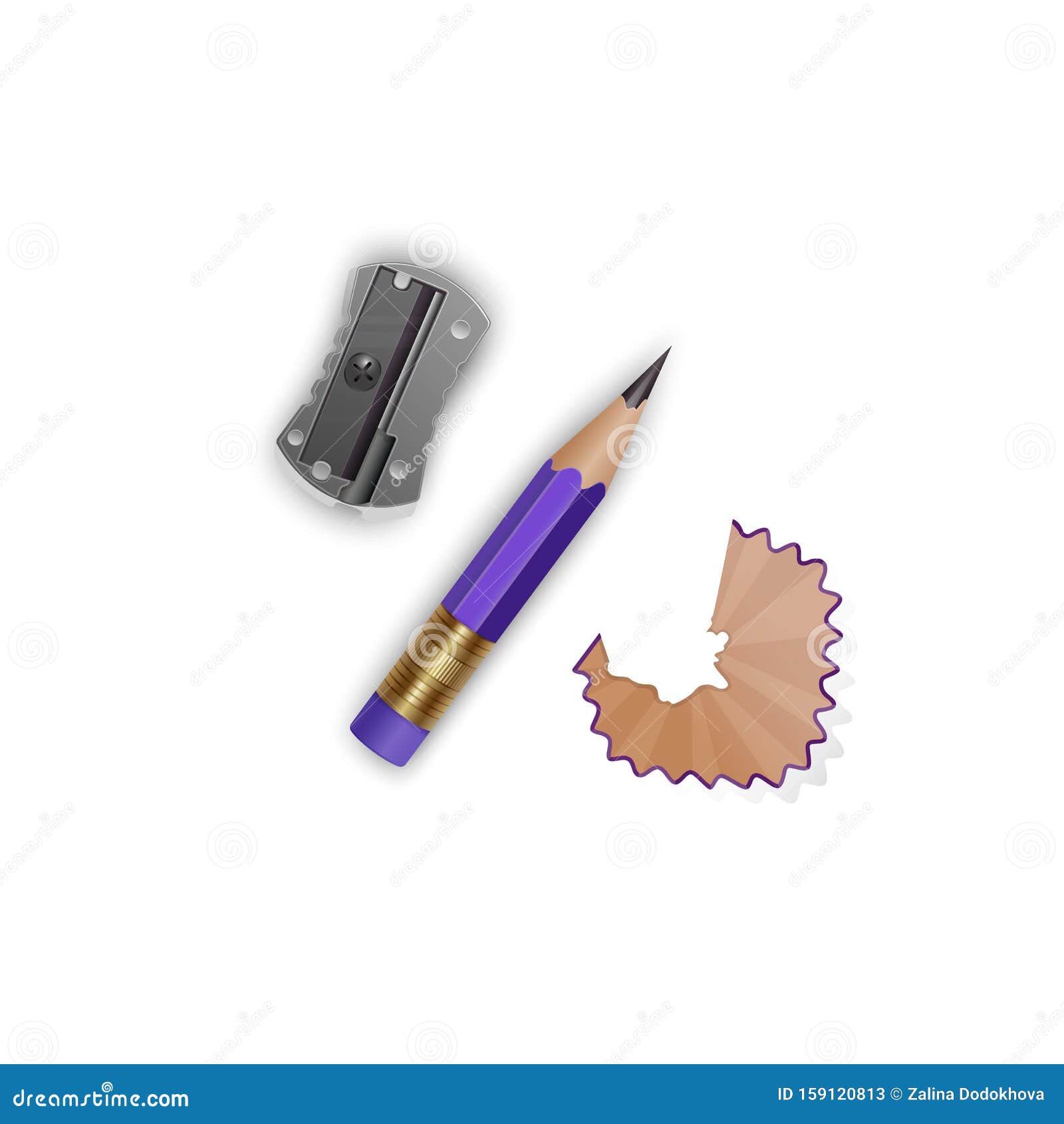 Set of Vector Illustrations in Realistic Style Sharpened Pencils with a