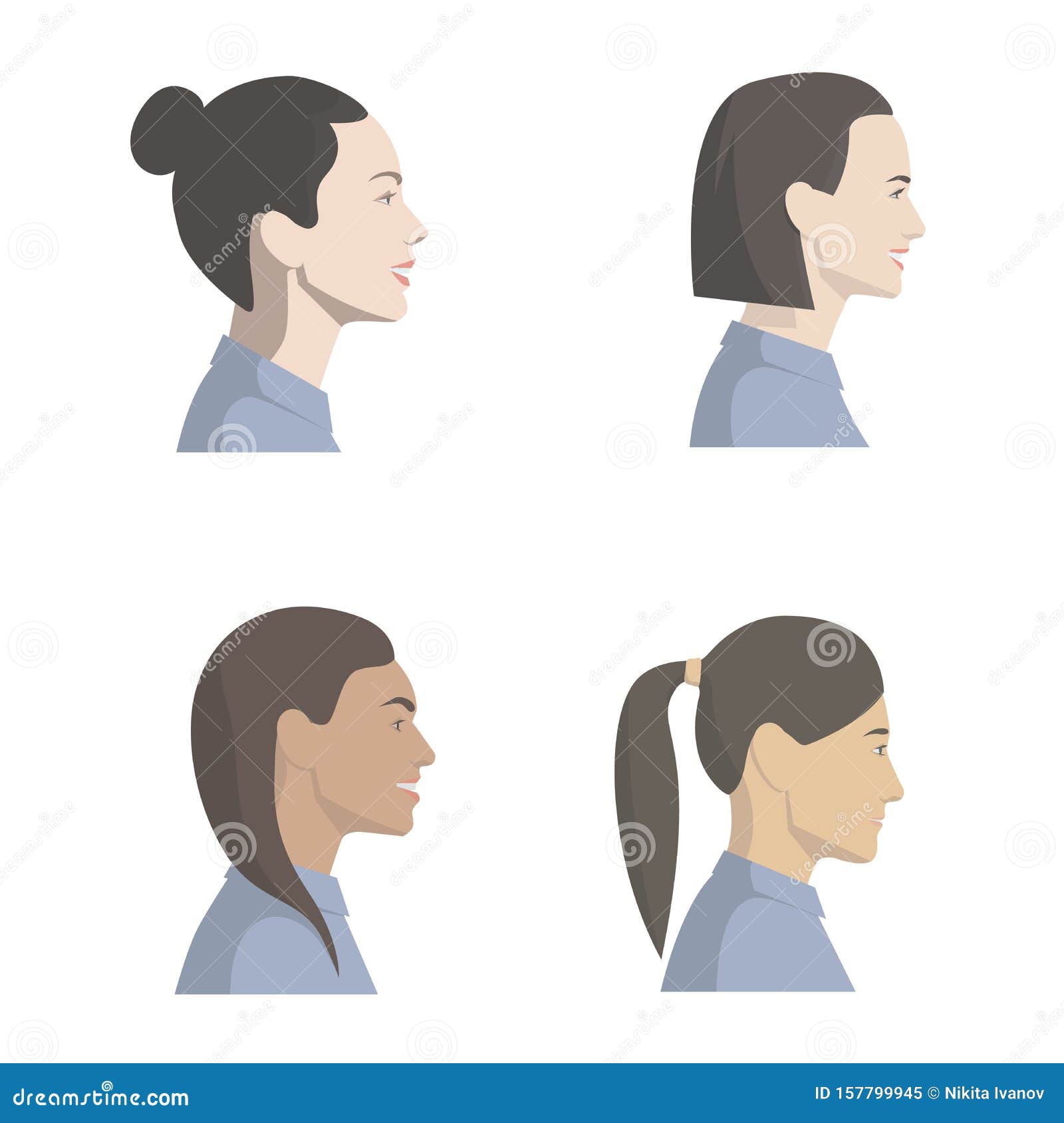 photo Woman Side View Face Clipart https www dreamstime com set illustrations side view face beautiful woman vector colored image157799945