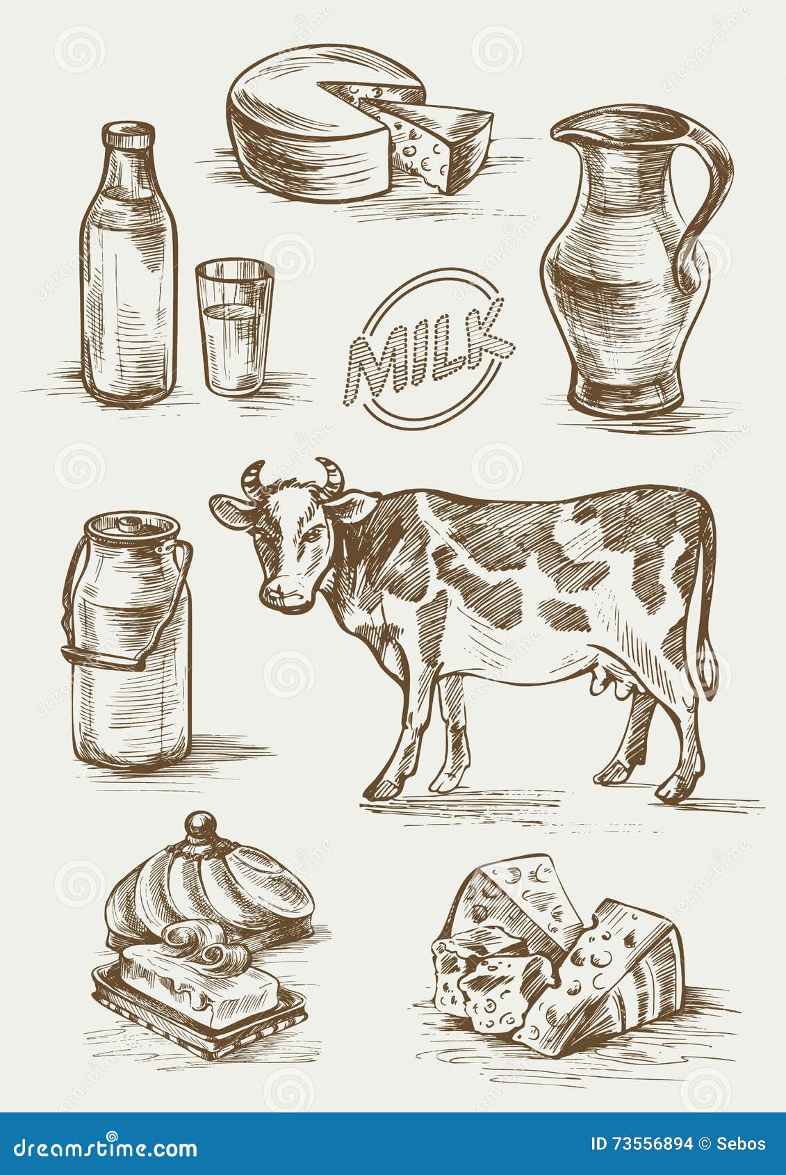 Vintage Dairy Products and Cows, Illustrations ft. milk & food - Envato  Elements