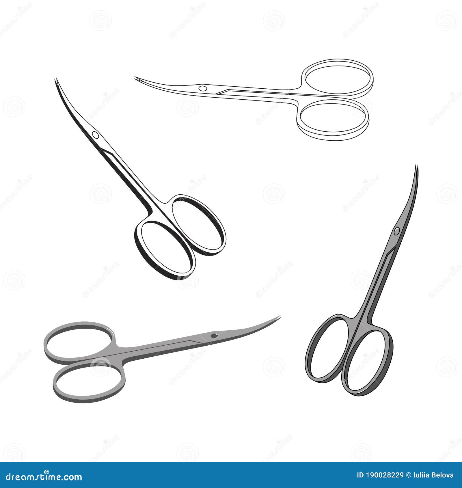 Set of Images of Nail Scissors. Vector Illustration Stock Vector ...