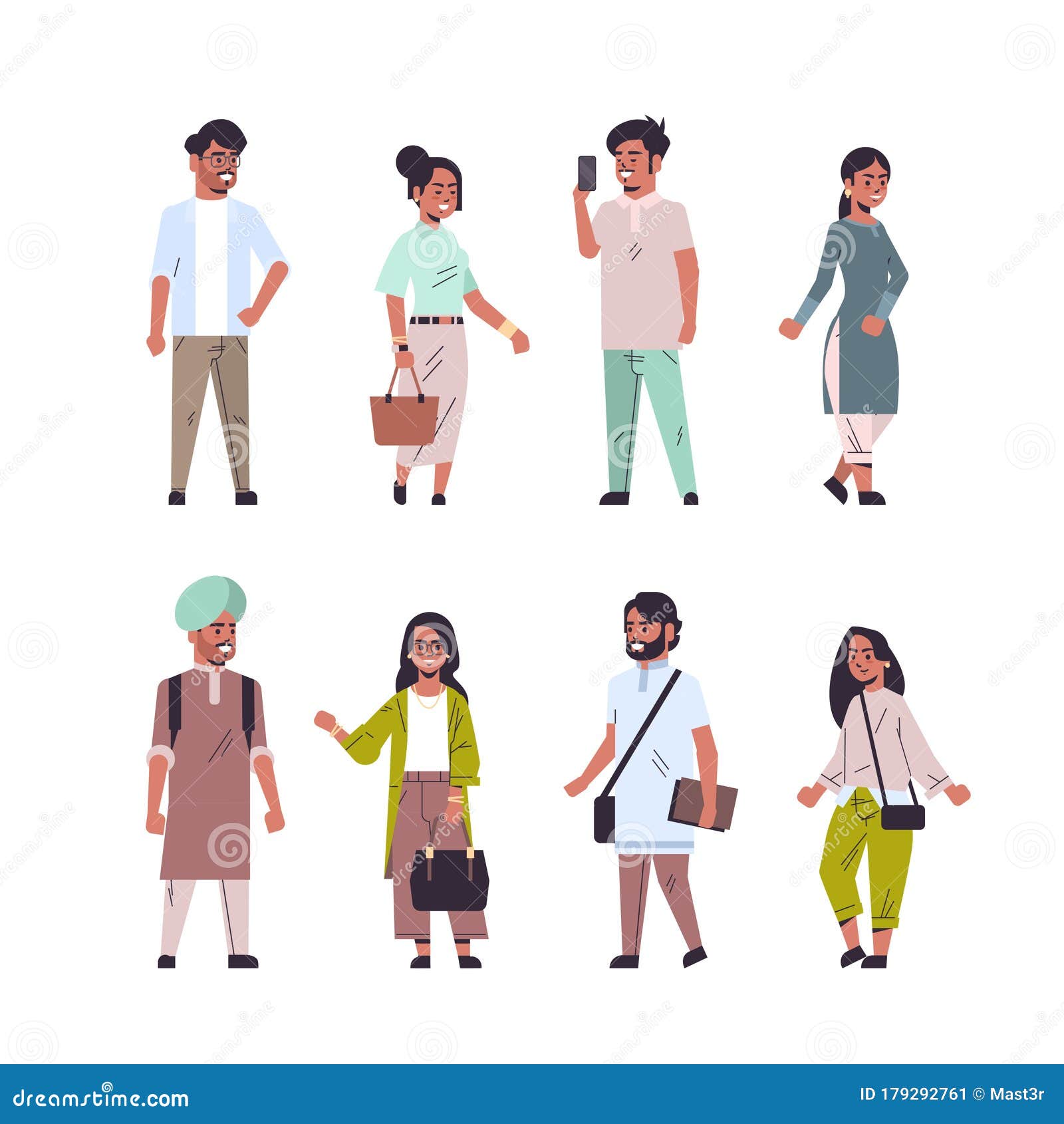 Set Indian Men Women Standing in Different Poses Smiling Male Female Cartoon  Characters Collection Full Length Stock Vector - Illustration of abstract,  cartoon: 179292761